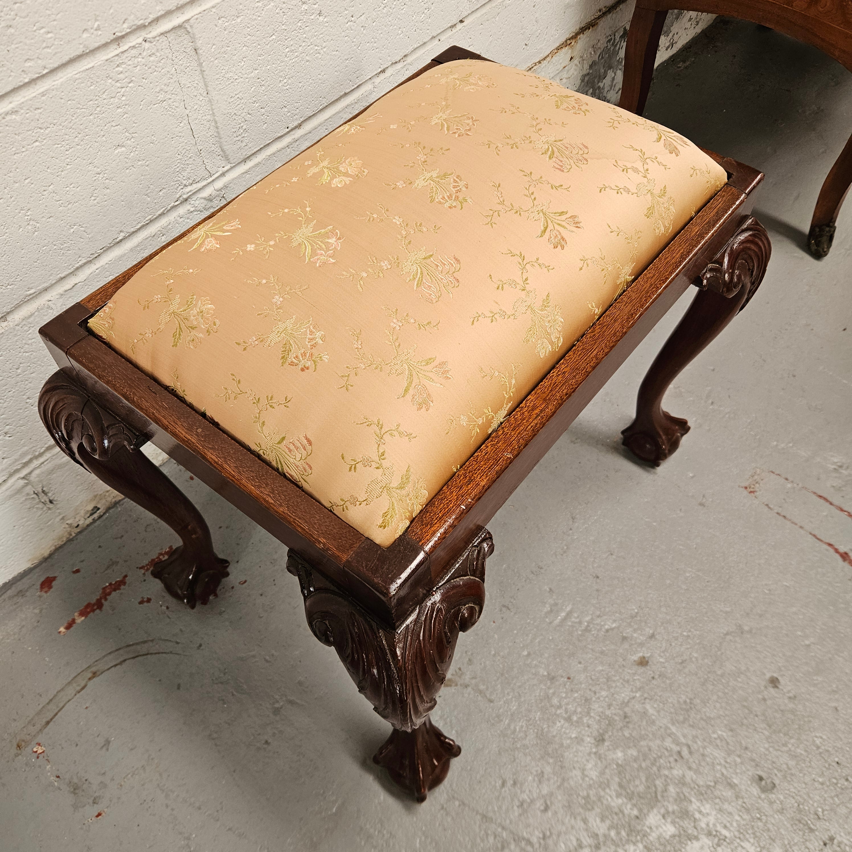 Vintage Chippendale Style Upholstered Stool | Antique & Vintage | Moonee Ponds Antiques | Australia Wide