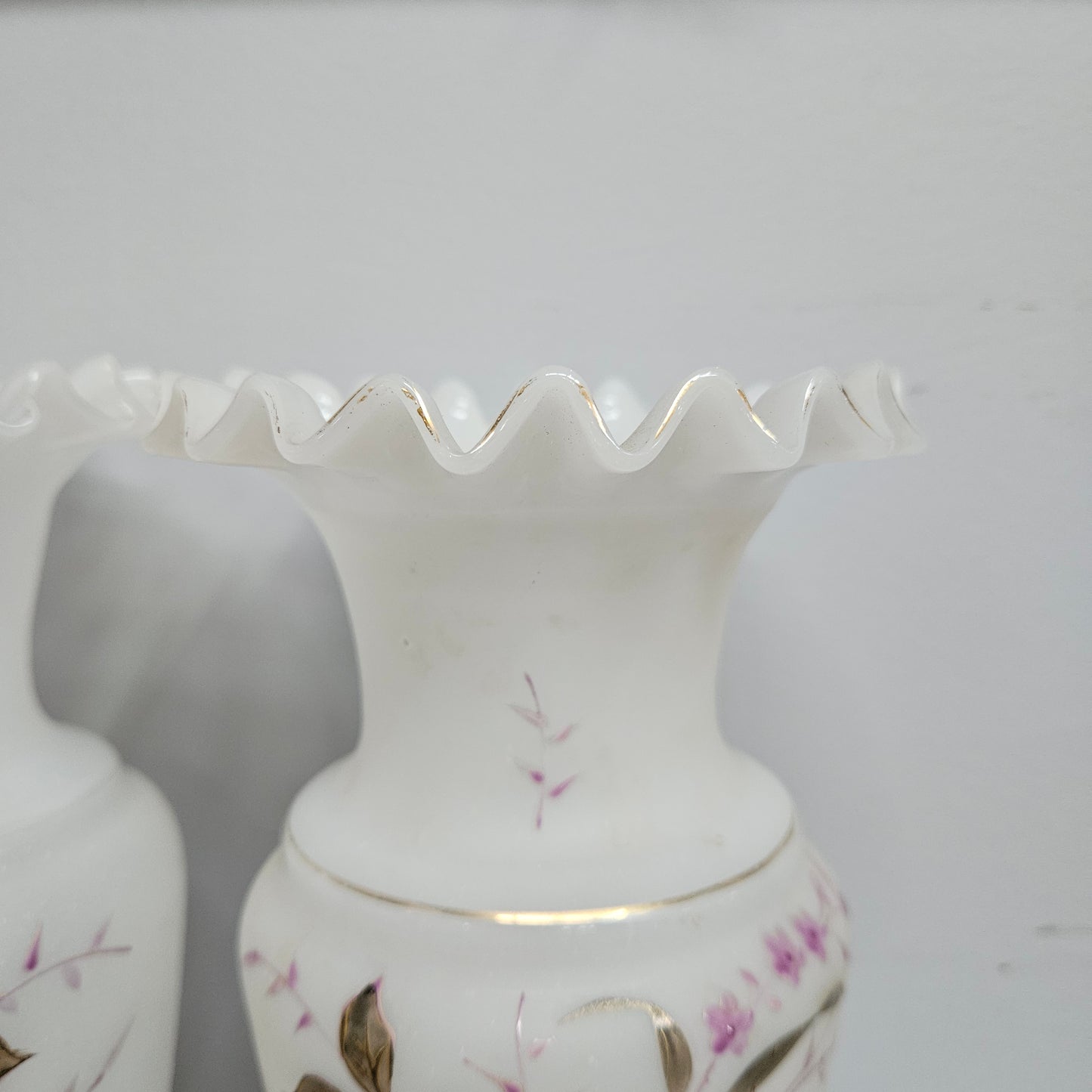 Pair of Victorian Opaline Glass Vases