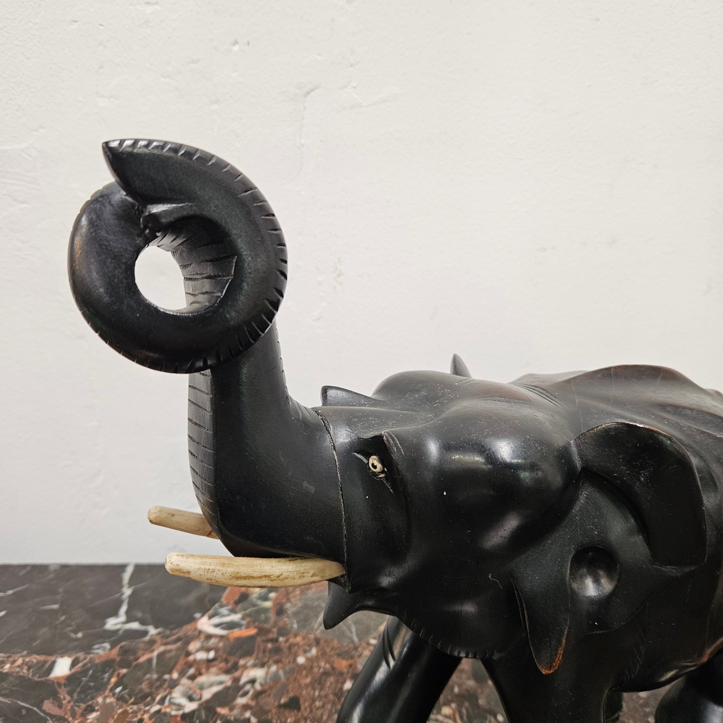 Vintage Ebony/Bone Elephant