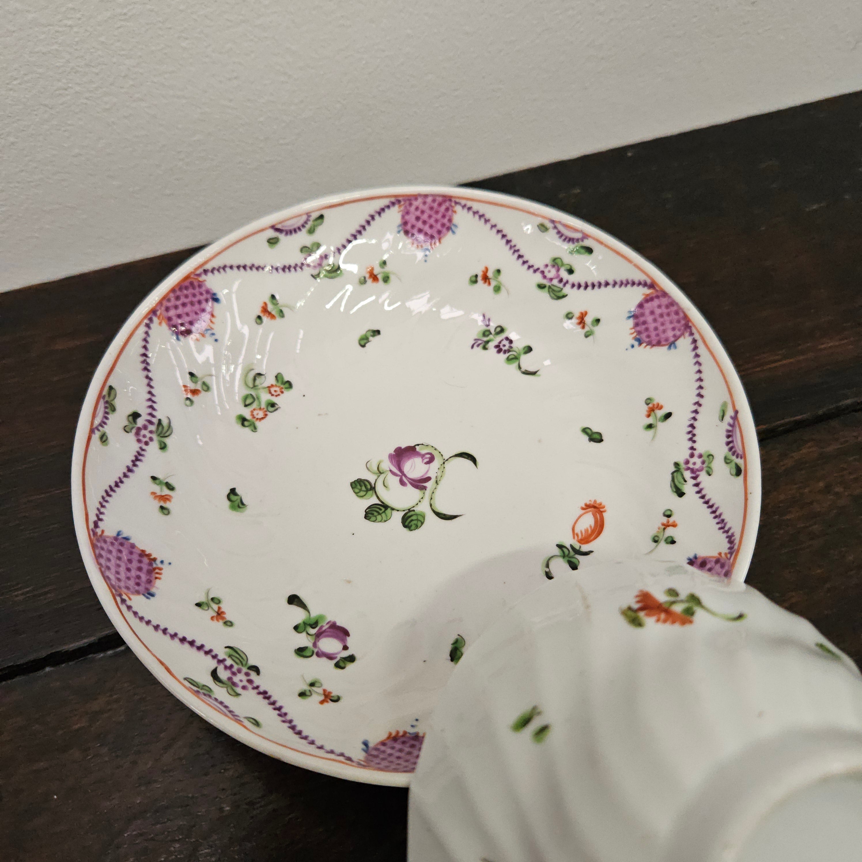 Lowescroft Hand Painted 18th Century Tea Bowl & Saucer | Antique & Vintage | Moonee Ponds Antiques | Australia Wide Delivery