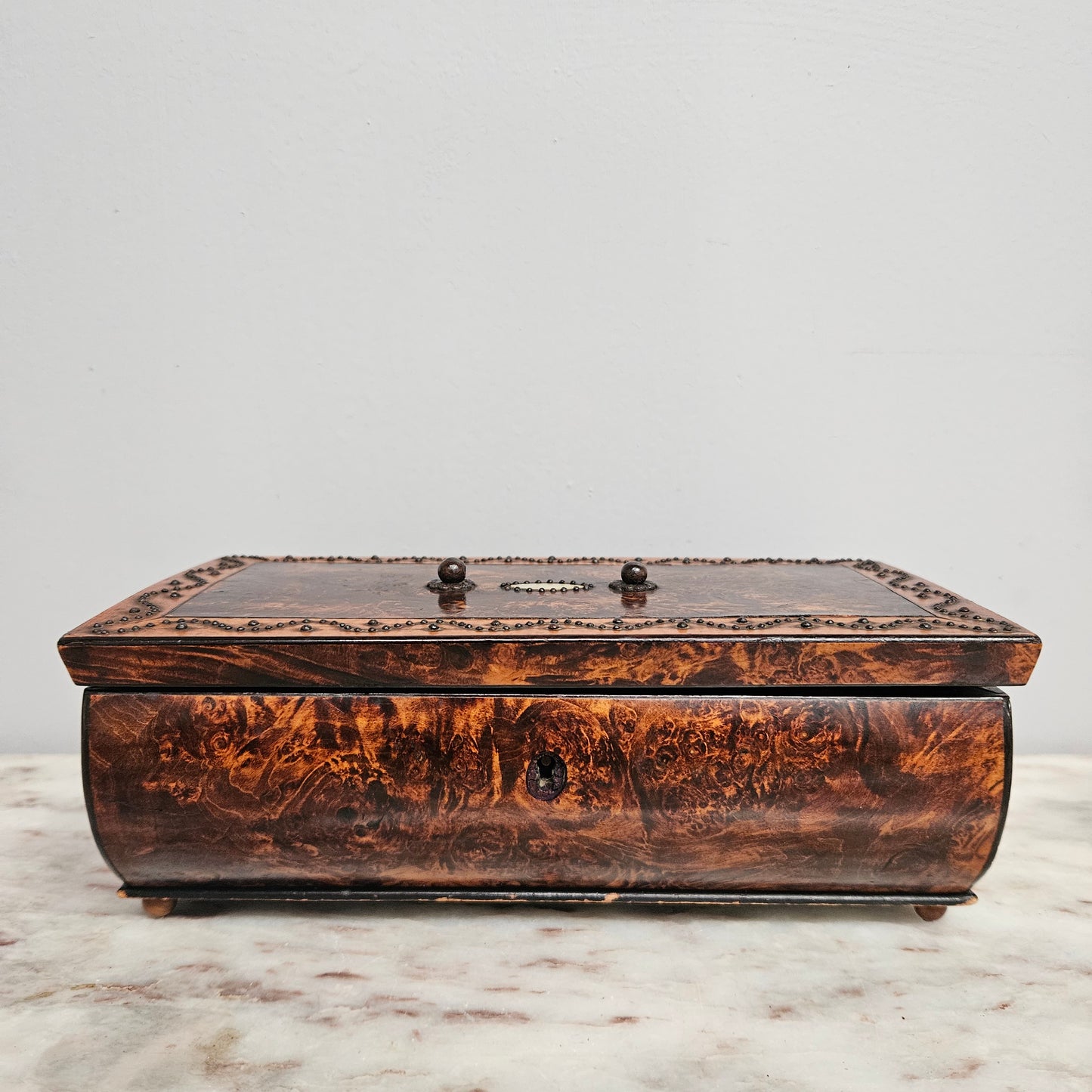 French Mulberry (Burl Ash) Trinket Box with Key