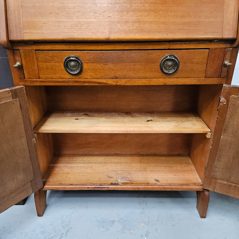 Australian blackwood Arts and Crafts secretaire desk. Sourced locally and in good original detailed condition. 