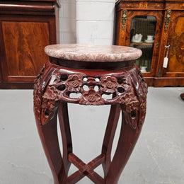 Vintage Marble Top Chinese Pedestal