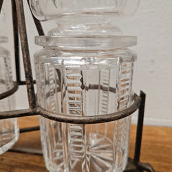 Antique Pick/Olive Glass Set In Stand | Antique & Vintage | Moonee Ponds Antiques | Australia Wide Delivery