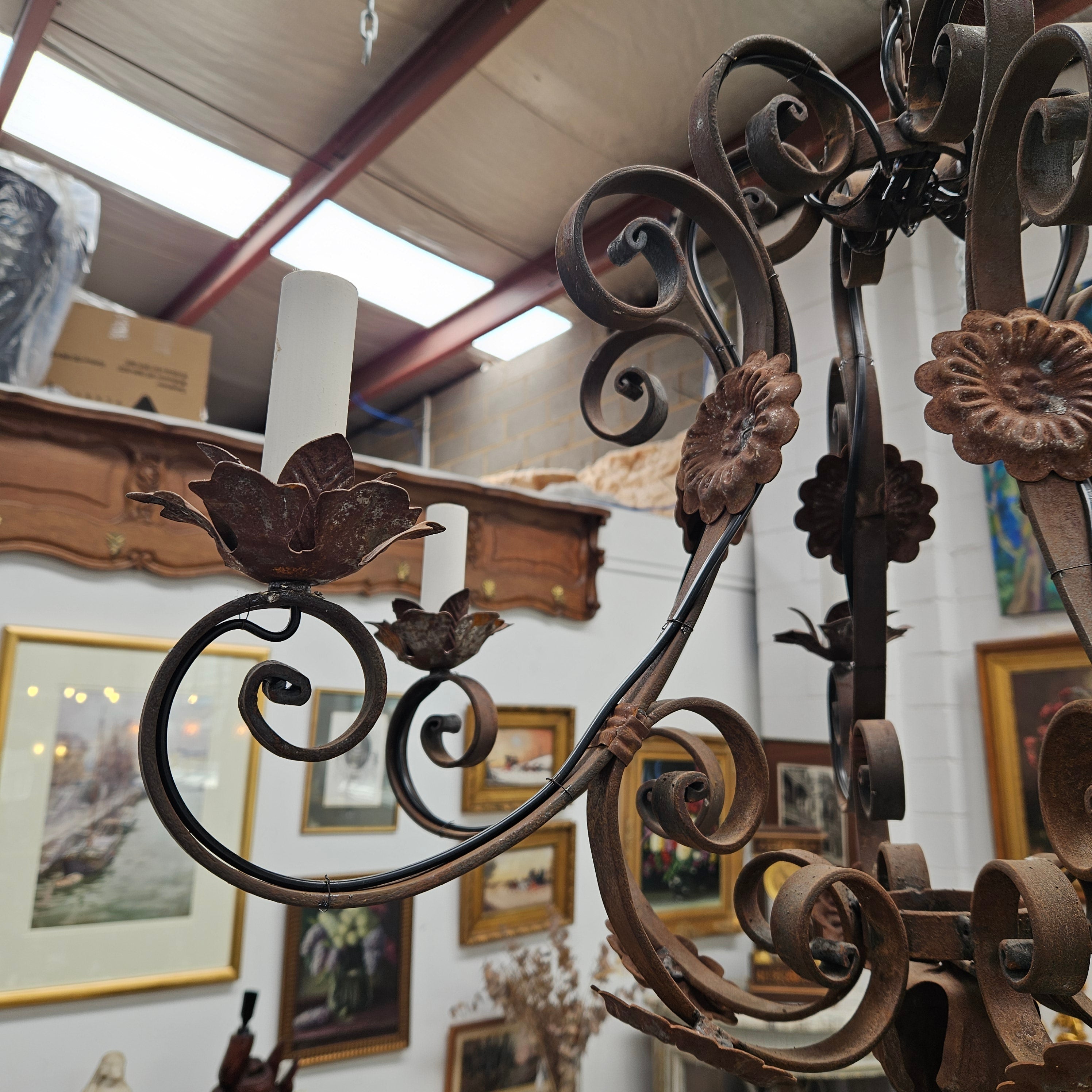 Rustic French Cast Iron Six Arm Chandelier | Antique & Vintage | Moonee Ponds Antiques | Australia Wide Delivery