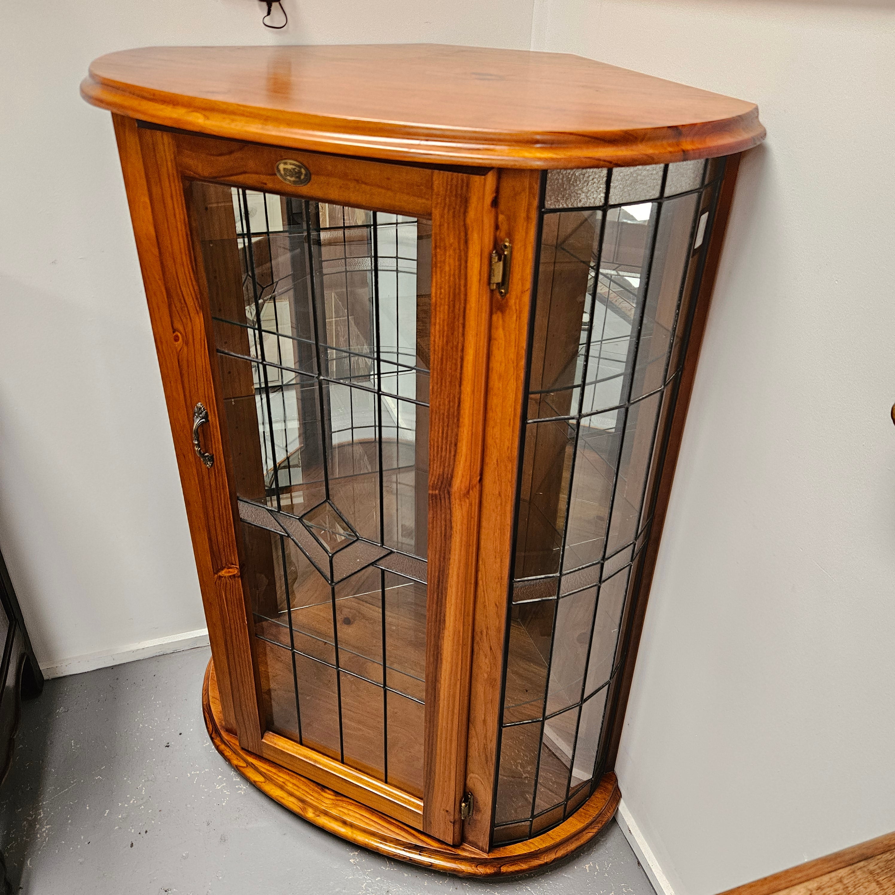 A Quality Reproduction Leadlight Corner Cabinet | Antique & Vintage | Moonee Ponds Antiques | Australia Wide Delivery