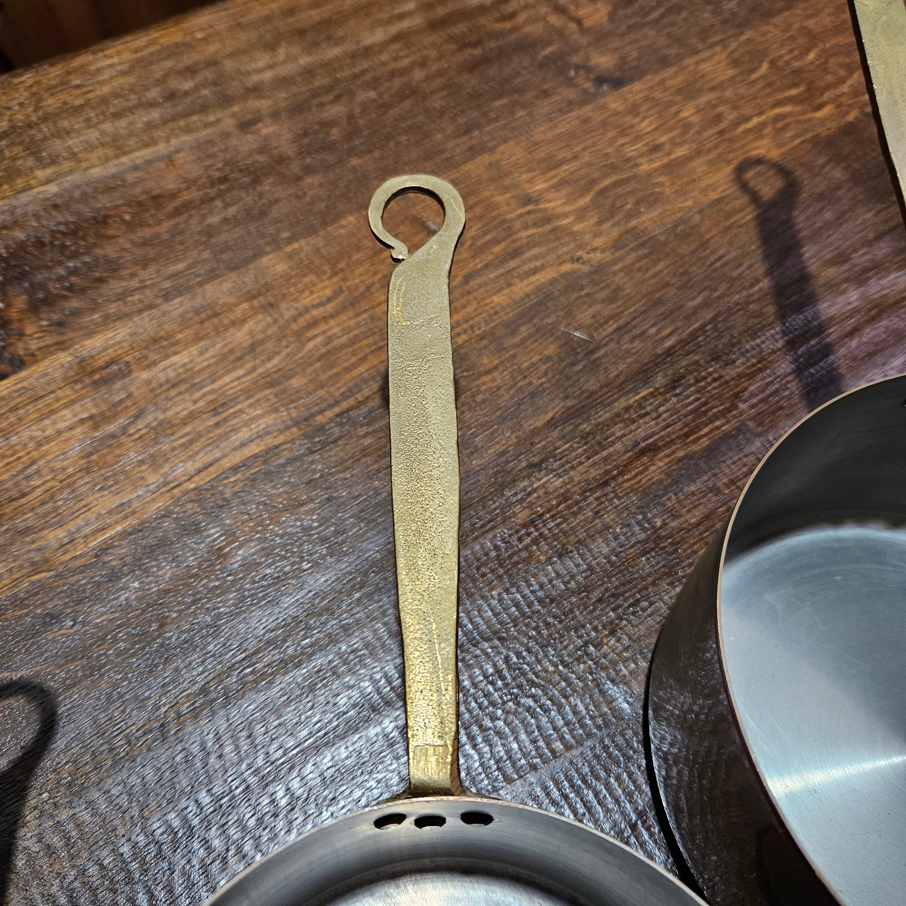 Set of Five French Copper Saucepans With Pouring Spout