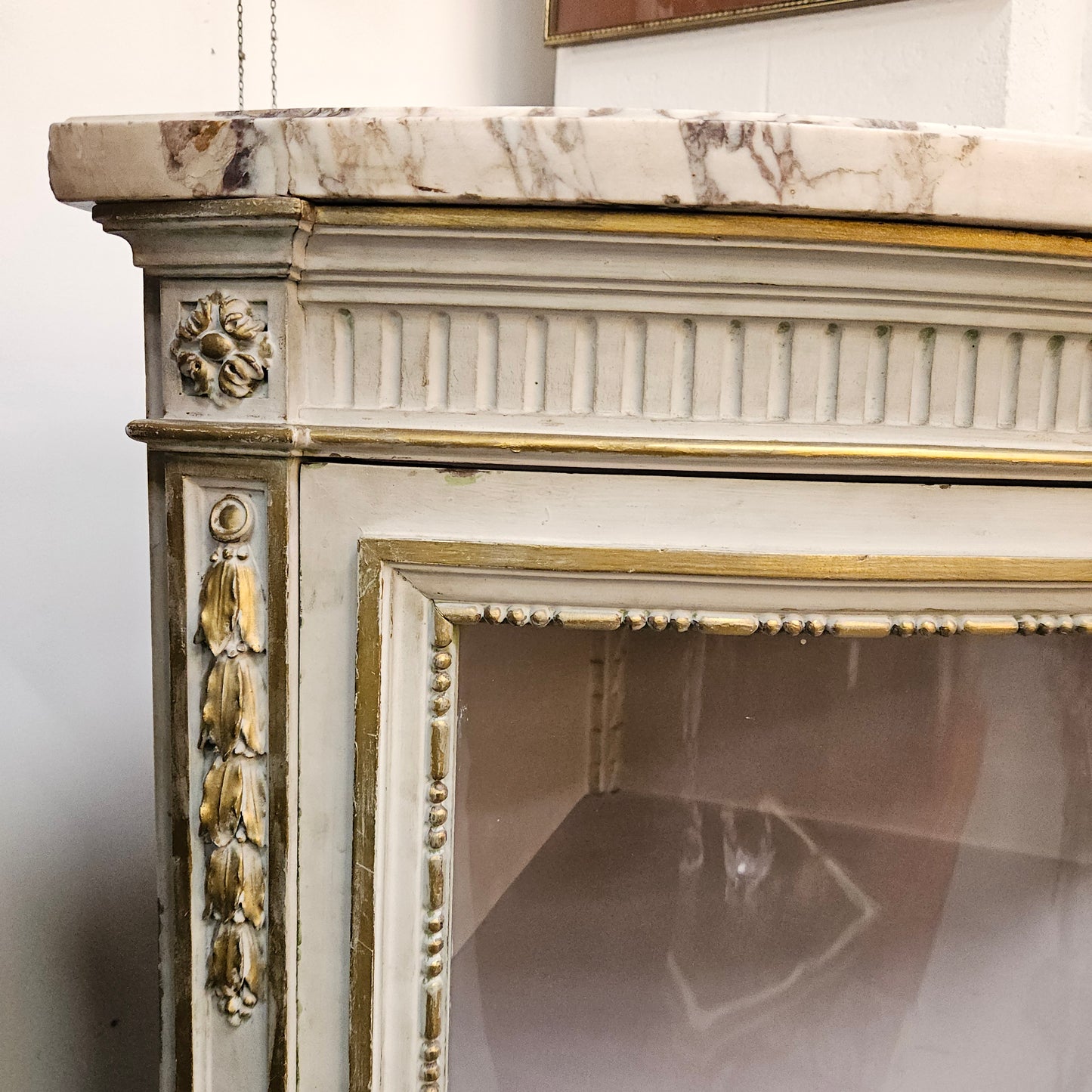 Louis XVI Style Signed Paris Marble Top Corner Cabinet