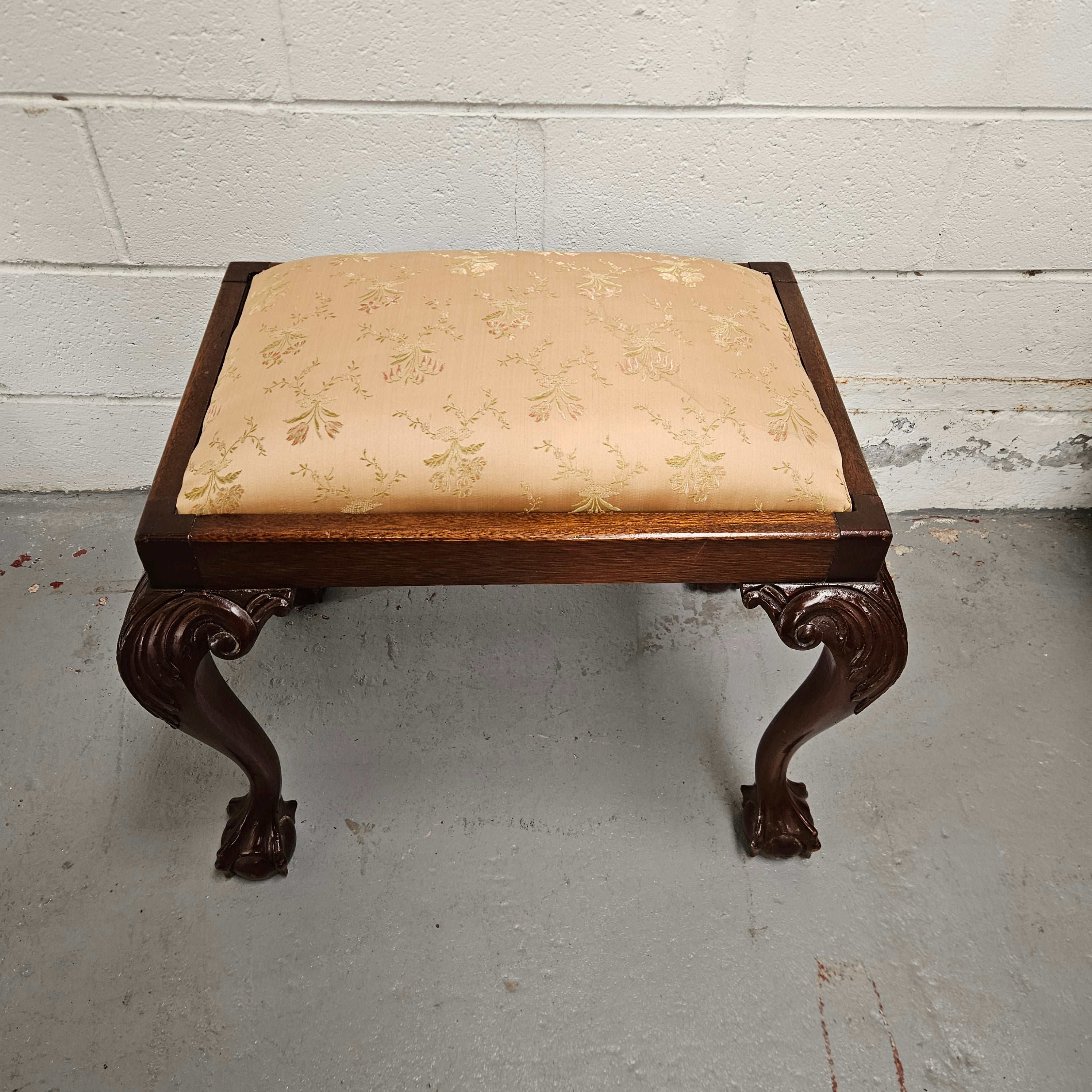 Vintage Chippendale Style Upholstered Stool | Antique & Vintage | Moonee Ponds Antiques | Australia Wide