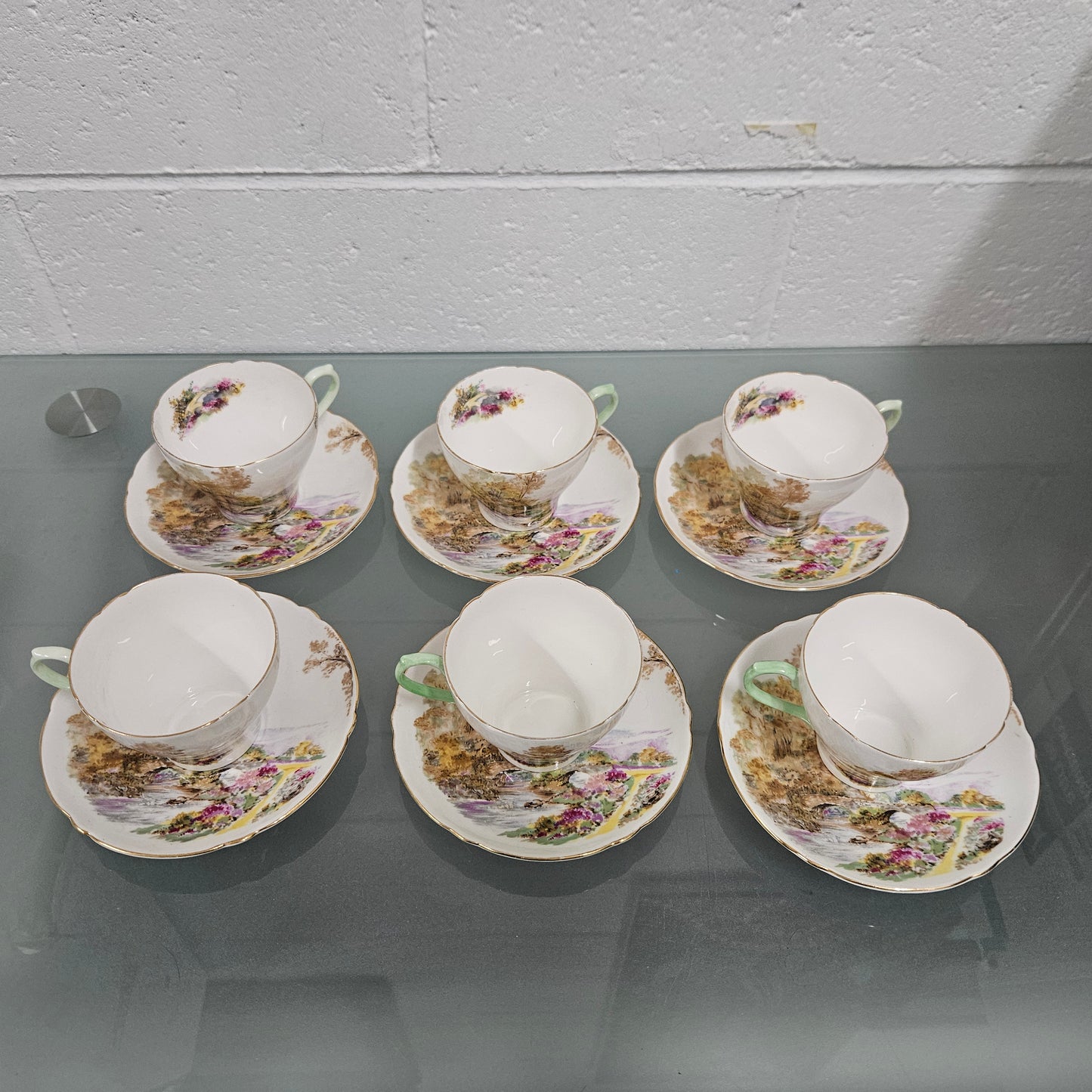 'Heather' Set of Six Shelley Coffee Cup & Saucers