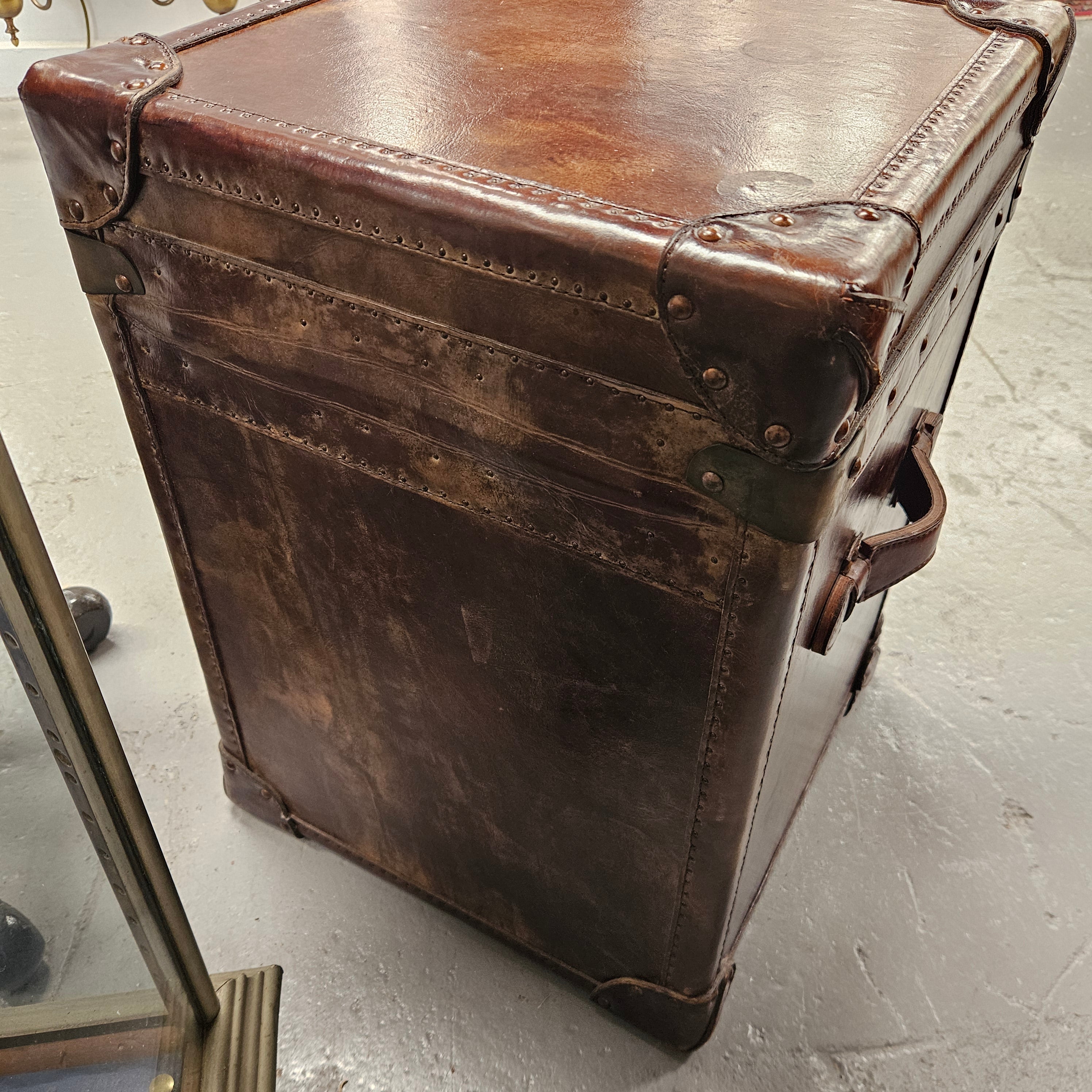 Portable Leather Filing Cabinet / Side Table | Antique & Vintage | Moonee Ponds Antiques | Australia Wide Delivery