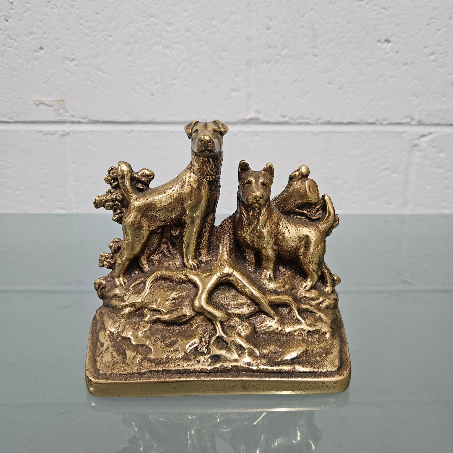 Vintage Brass Dogs Bookend