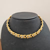 Vintage Gold Toned Floral Choker Necklace With Pearls & Diamante