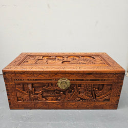 Small Oriental Carved Camphor Wood Chest | Antique & Vintage | Moonee Ponds Antiques | Australia Wide Delivery