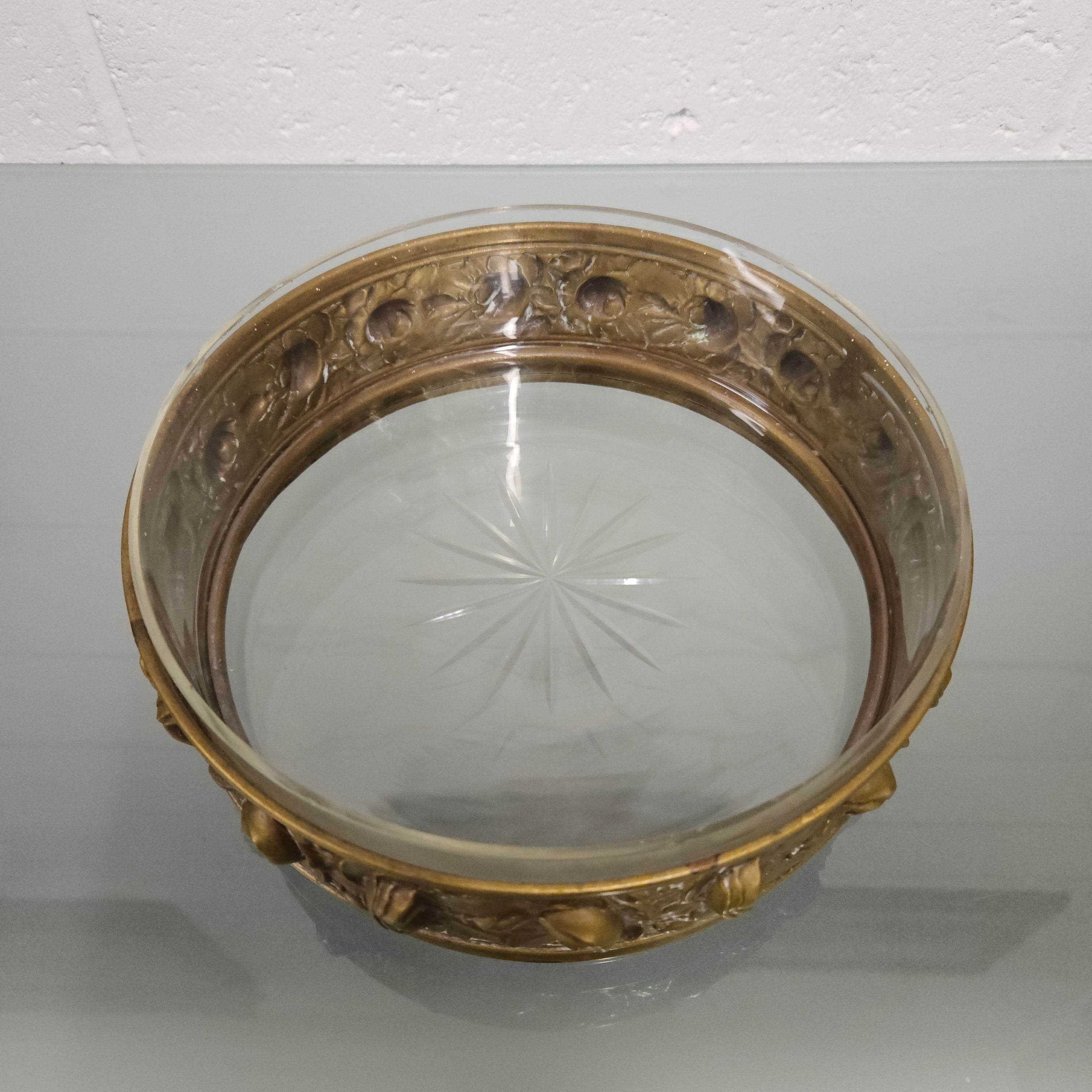 Brass & Cut Glass Insert Serving Bowl | Antique & Vintage | Moonee Ponds Antiques | Australia Wide Delivery