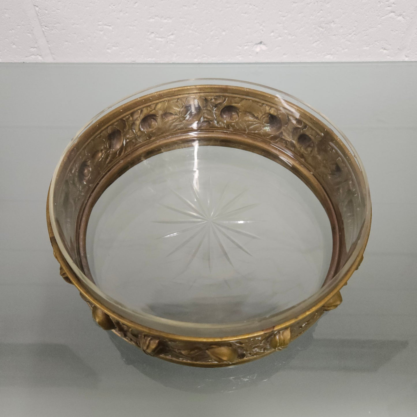 Brass & Cut Glass Insert Serving Bowl