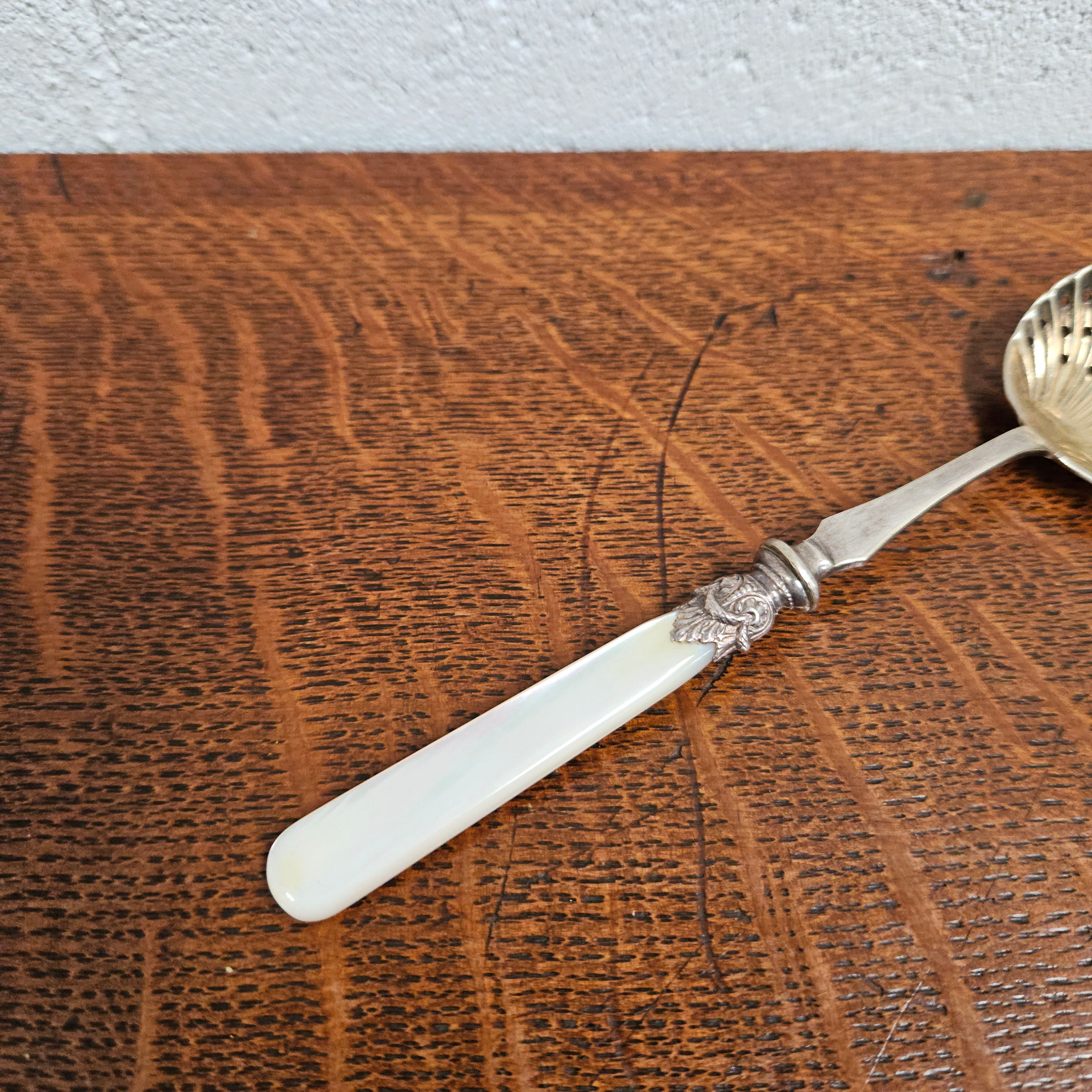 Mother of Pearl & EPNS Silver Sifting Spoon | Antique & Vintage | Moonee Ponds Antiques | Australia Wide Delivery
