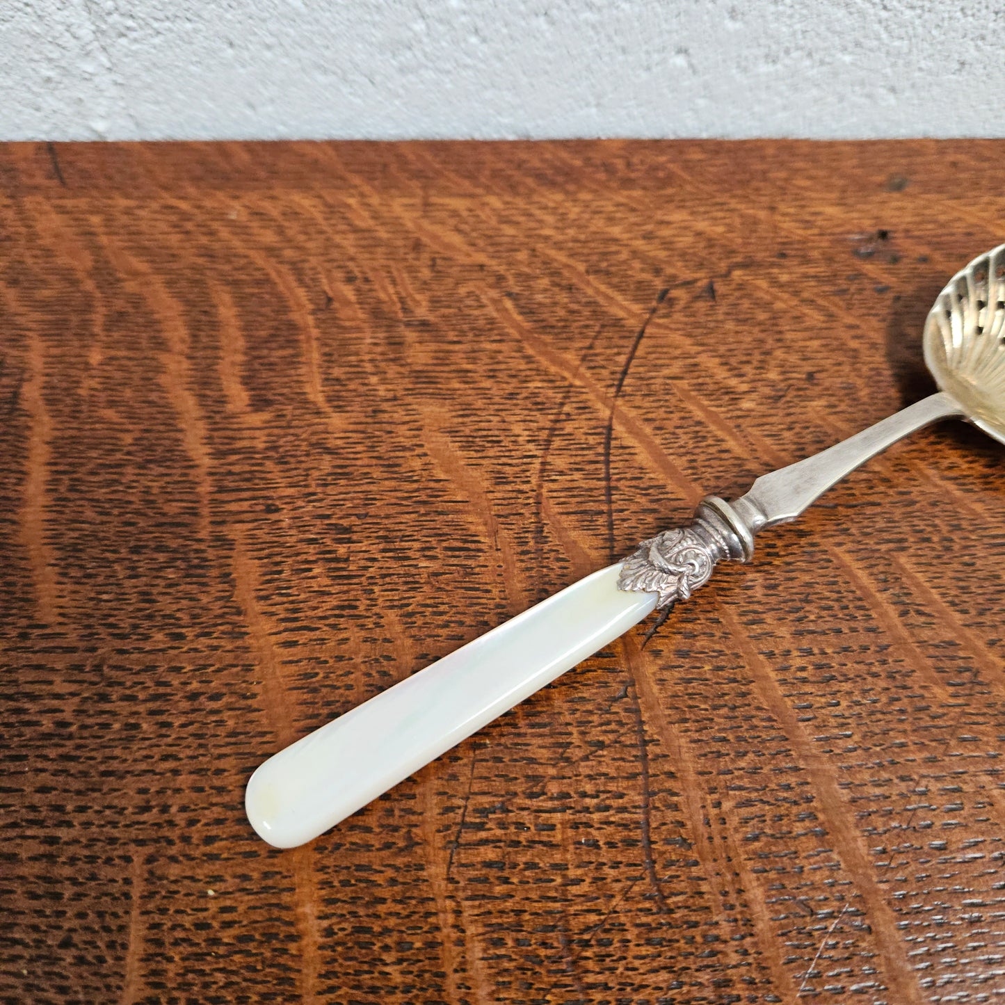 Mother of Pearl & EPNS Silver Sifting Spoon