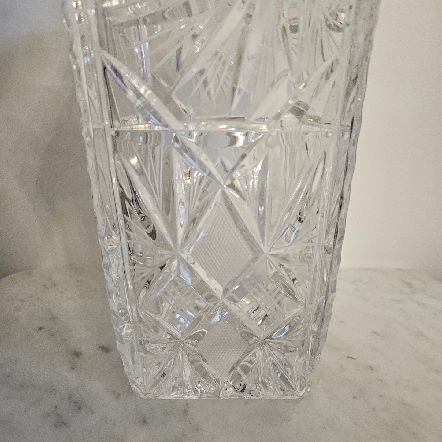 Large Hand Cut Crystal Vase