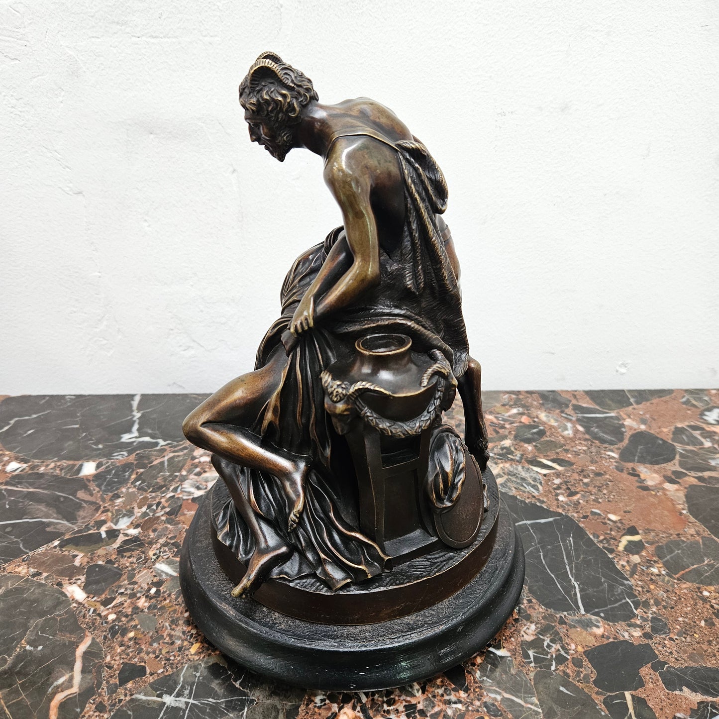 Early 19th Century Dark Brown Patinated Bronze Statue of a Nymph & Satyr After Clodion