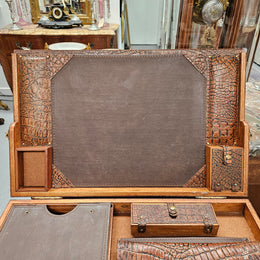 Vintage Campaign Style Leather Brass Bound Writing Compendium
