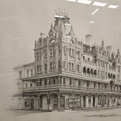 Lithograph by Keith Ross of Shamrock Hotel Bendigo | Antique & Vintage | Moonee Ponds Antiques | Australia Wide Delivery