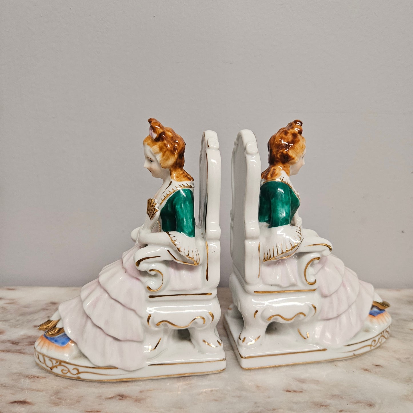 Pair of Vintage Porcelain Bookends