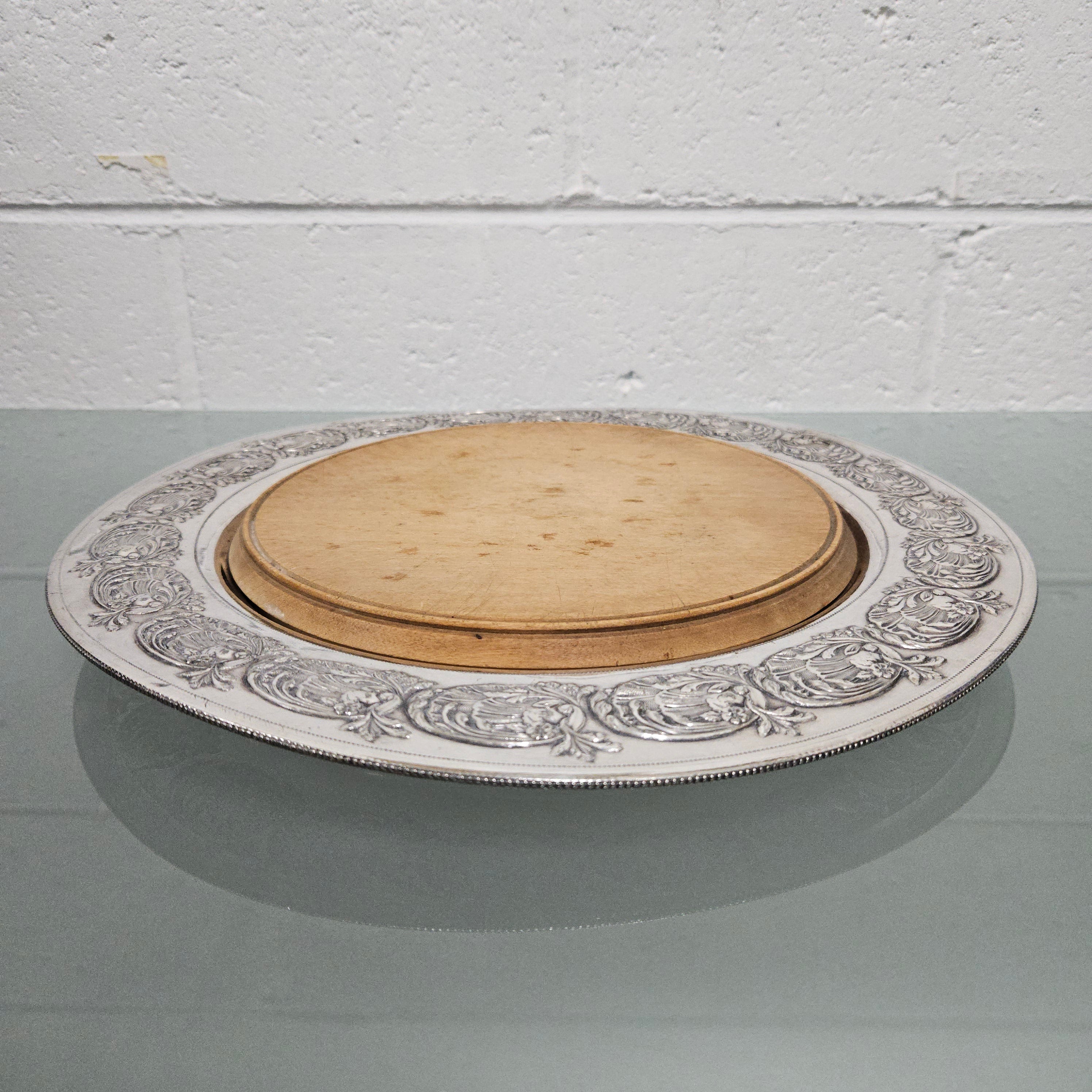 Edwardian Silver and Wooden Bread Cutting Board | Antique & Vintage | Moonee Ponds Antiques | Australia Wide Delivery
