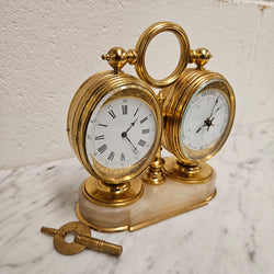 Late 19th Century Twin Oval Clock & Barometer by Antoine Redier Fully Serviced | Antique & Vintage | Moonee Ponds Antiques | Australia Wide
