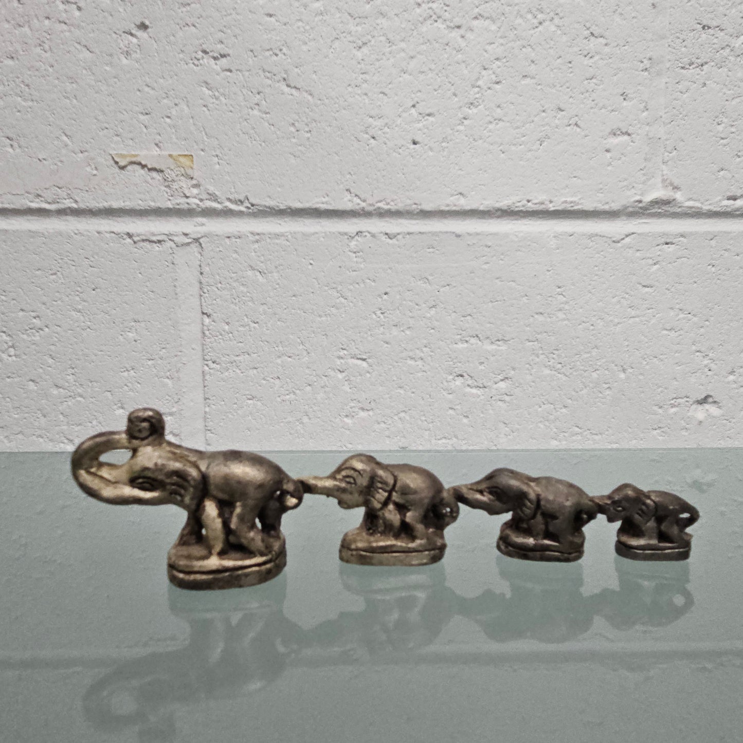 Silvered Bronze Elephant Herd