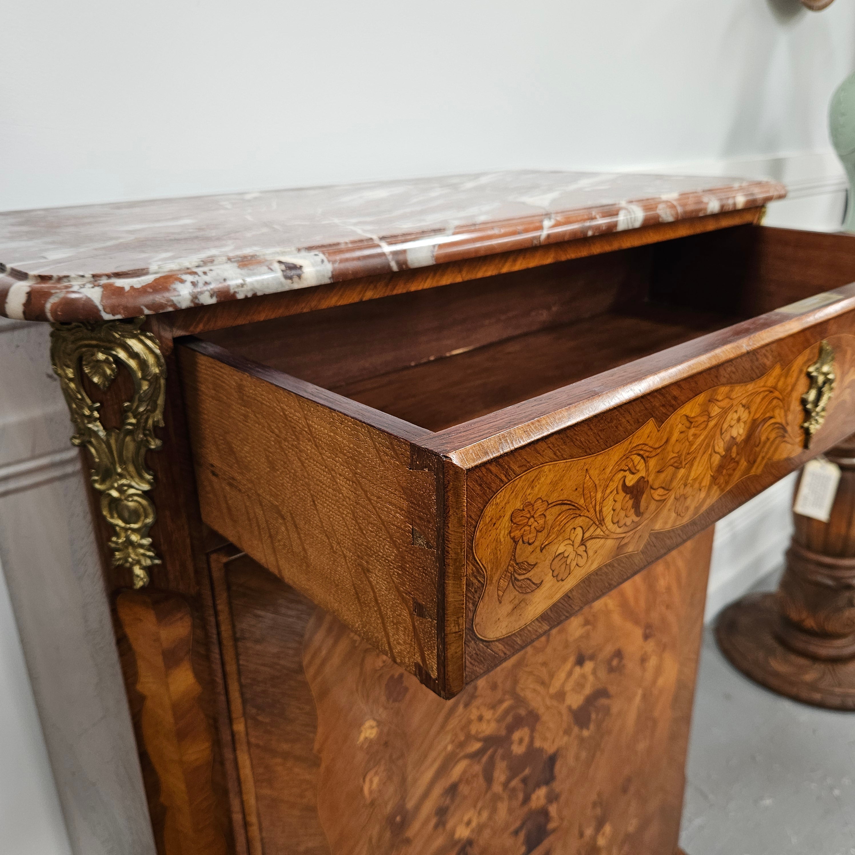 Elegant French Transitional Style Walnut & Kingwood Salon Cabinet with Marquetry Inlay | Antique & Vintage | Moonee Ponds Antiques | Australia Wide Delivery
