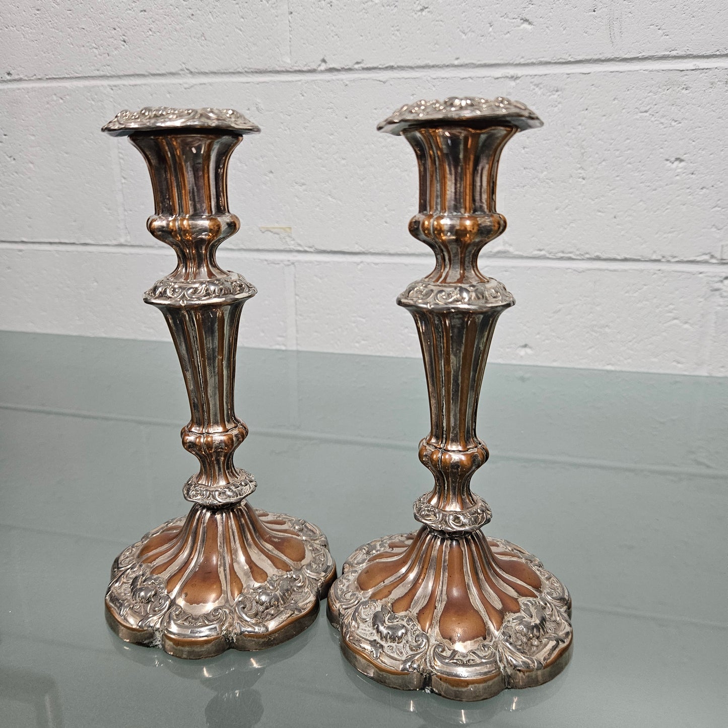 Pair of Sheffield Plate Candle Sticks