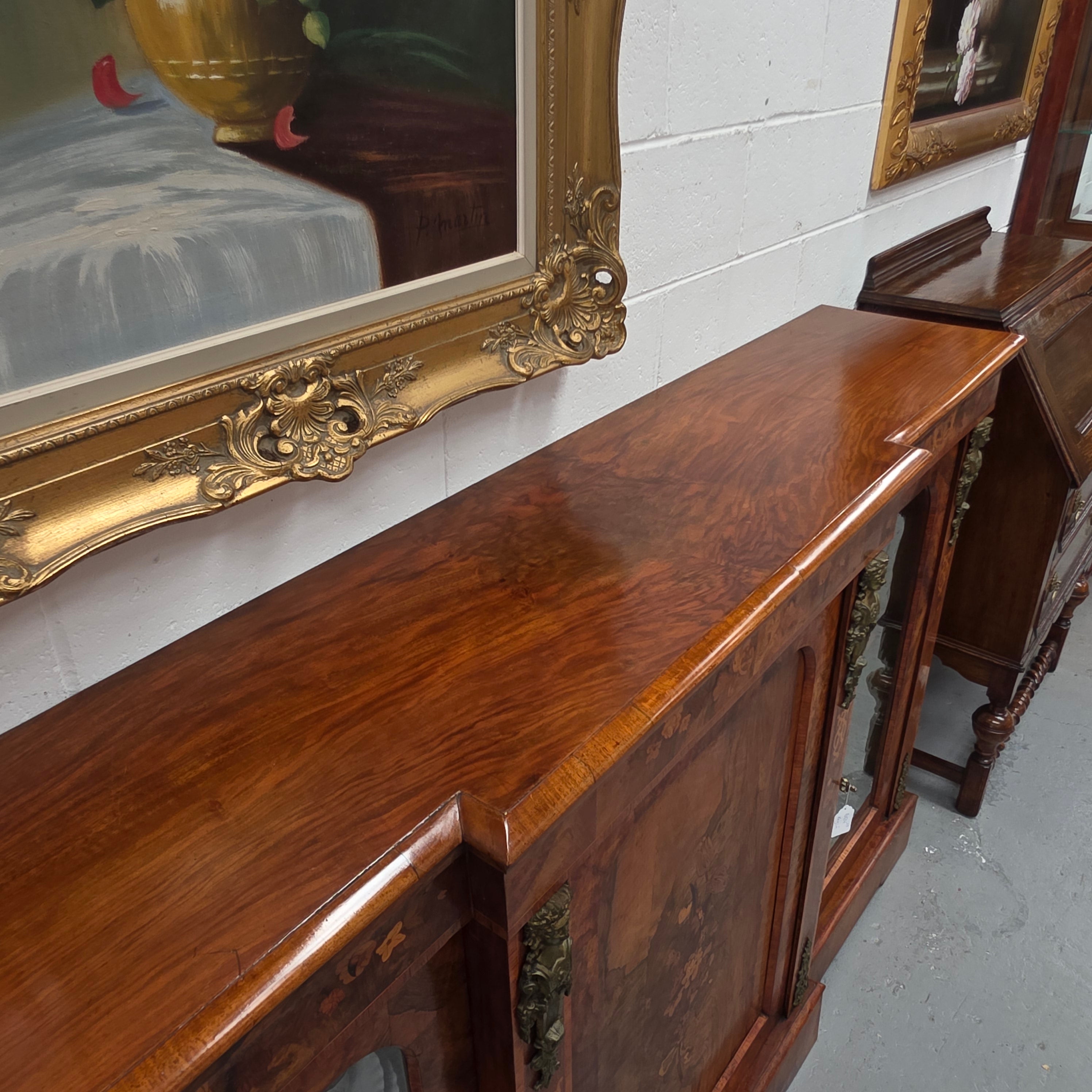 Outstanding Burr Walnut & Marquetry Antique Bookcase Credenza | Antique & Vintage | Moonee Ponds Antiques | Australia Wide