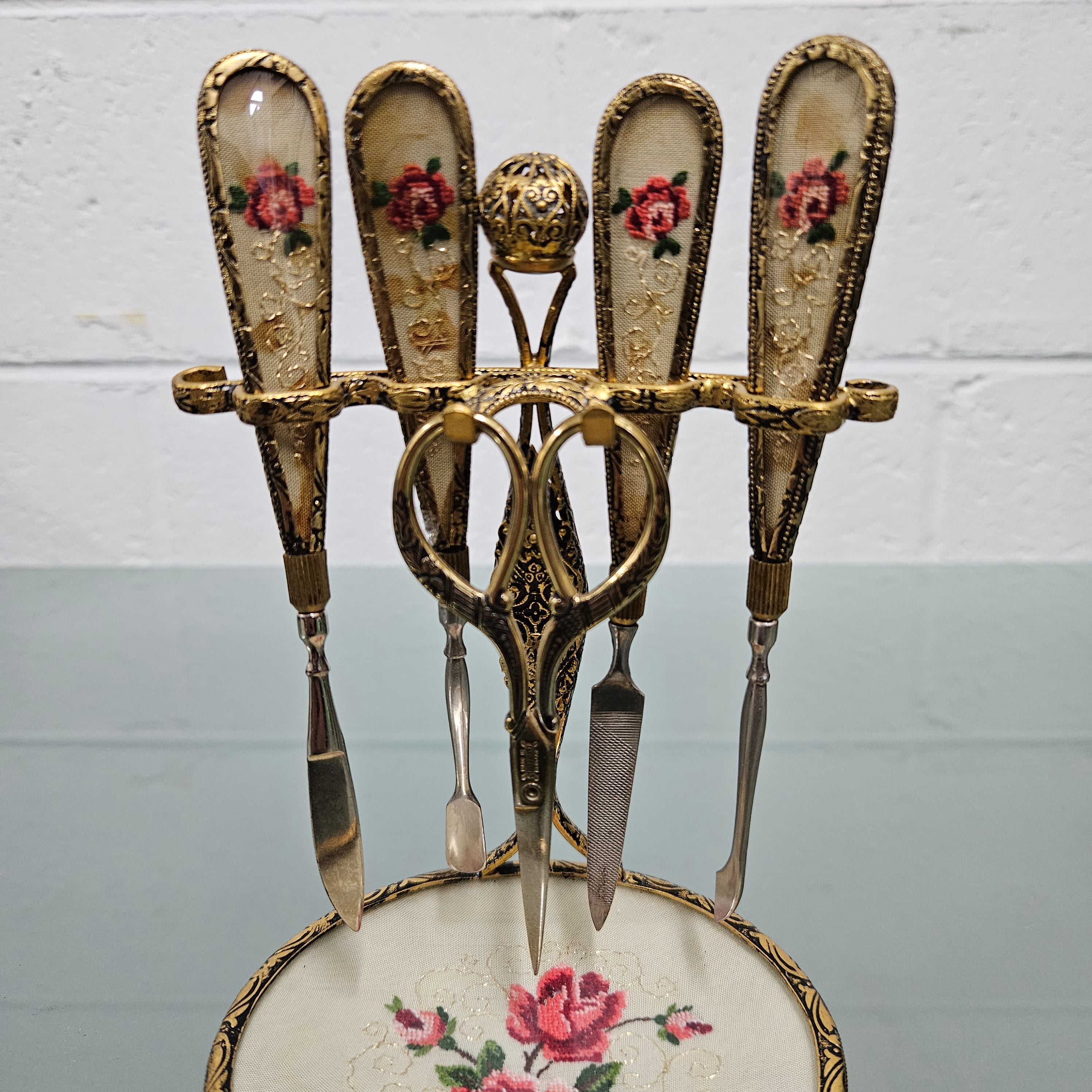 Vintage Five Piece Manicure Set On Stand | Antique & Vintage | Moonee Ponds Antiques | Australia Wide Delivery