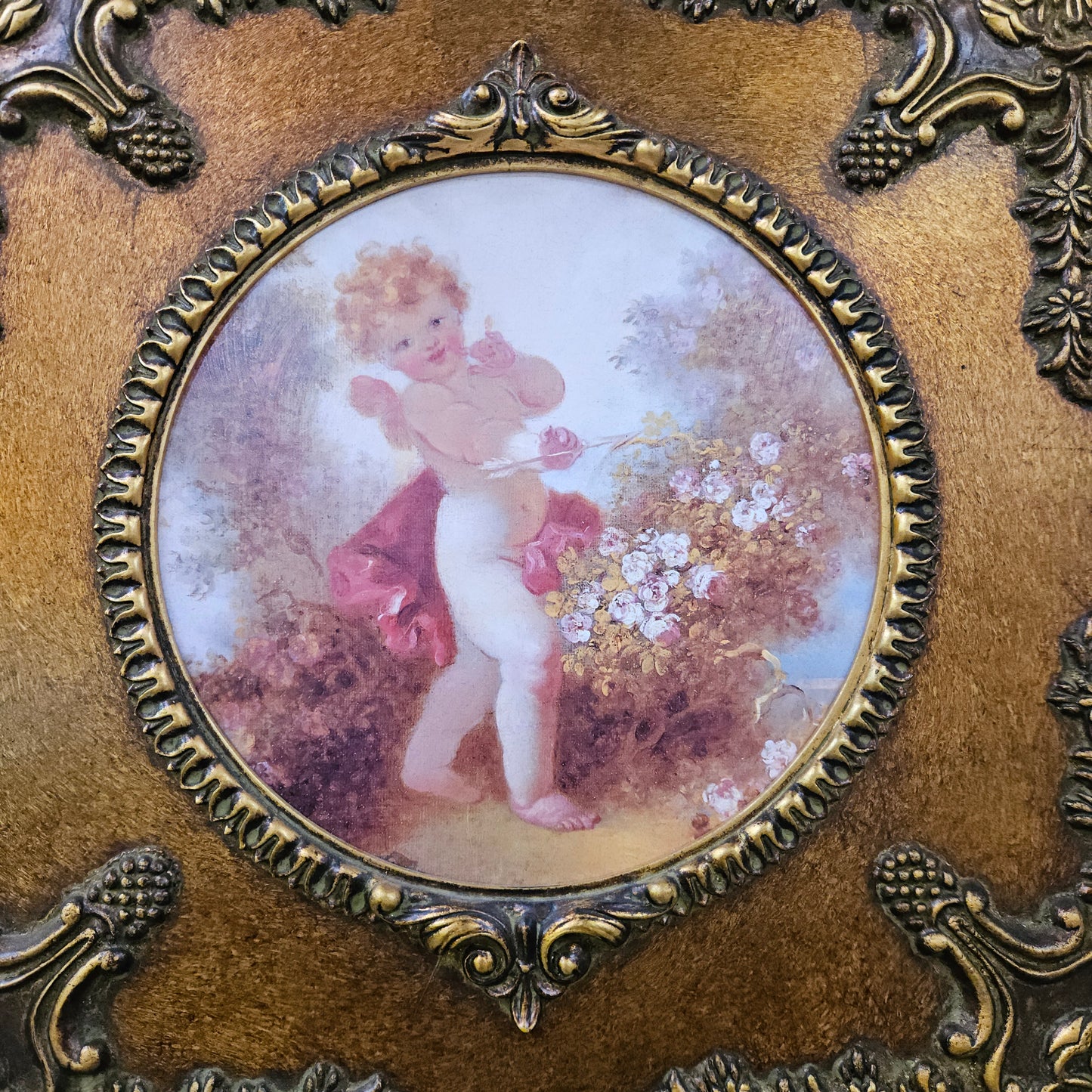 Vintage Framed Cupid Print