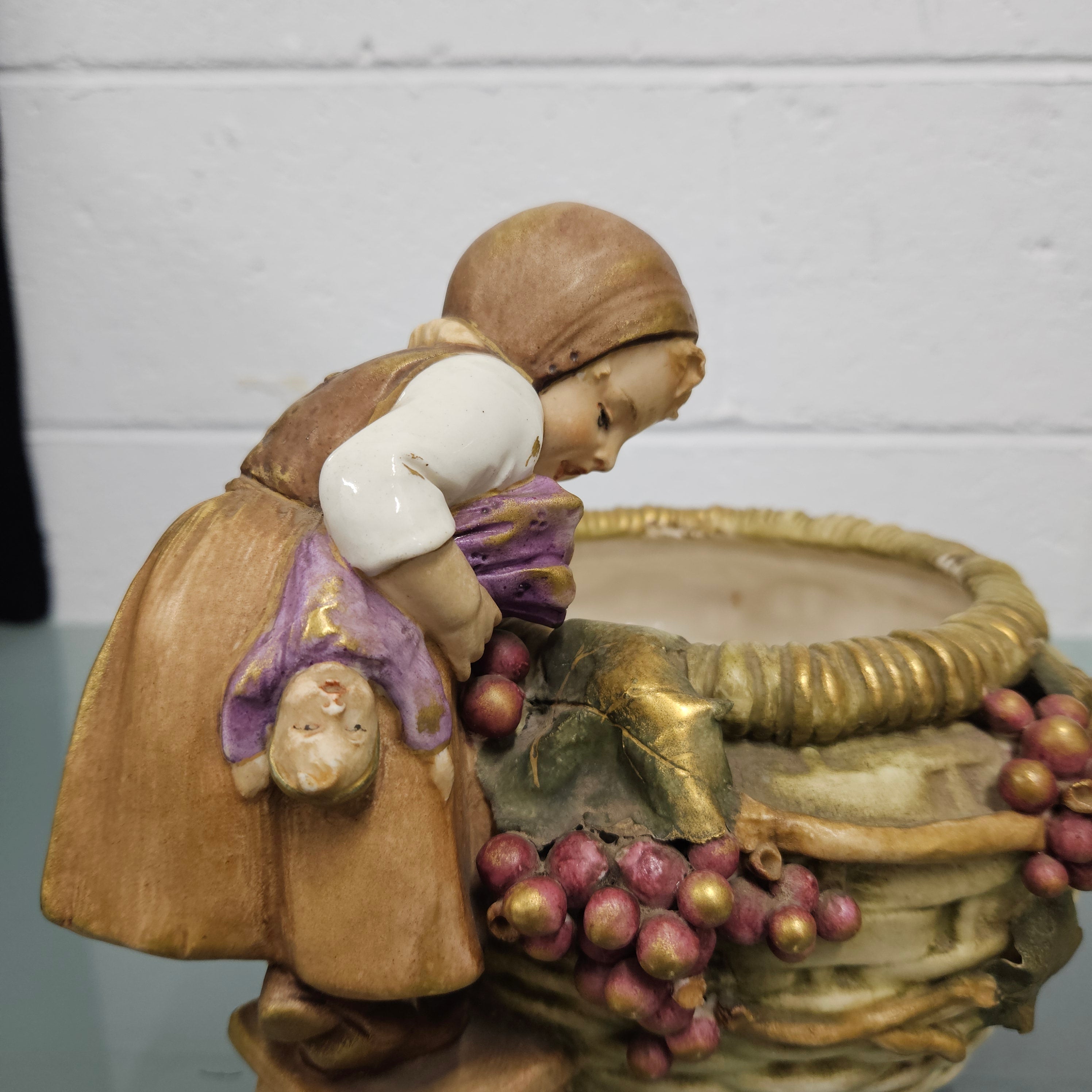 Antique Amphora Bowl with Girl & Cat & Doll | Antique & Vintage | Moonee Ponds Antiques | Australia Wide Delivery