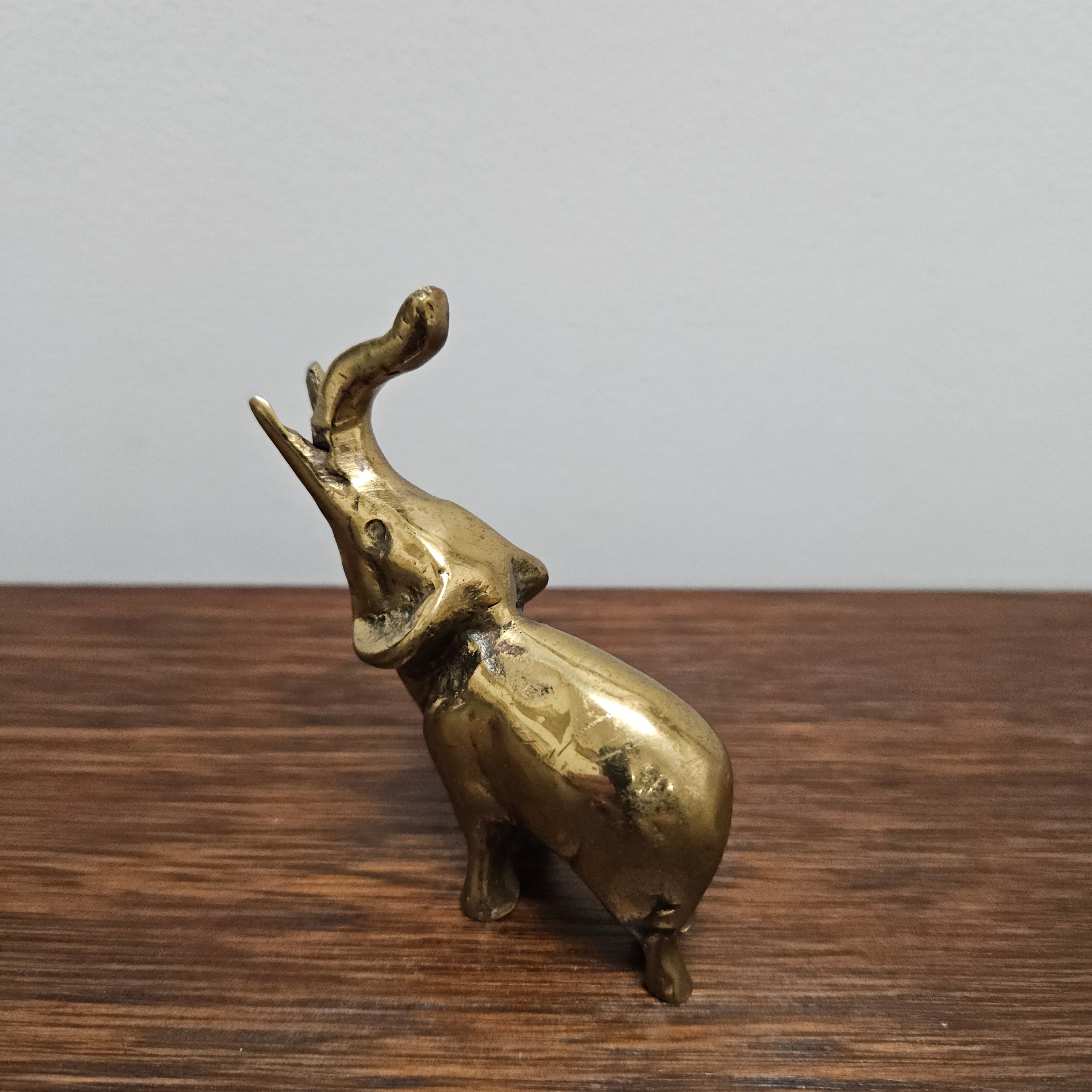 Vintage Brass Elephant With Raised Trunk | Antique & Vintage | Moonee Ponds Antiques | Australia Wide Delivery