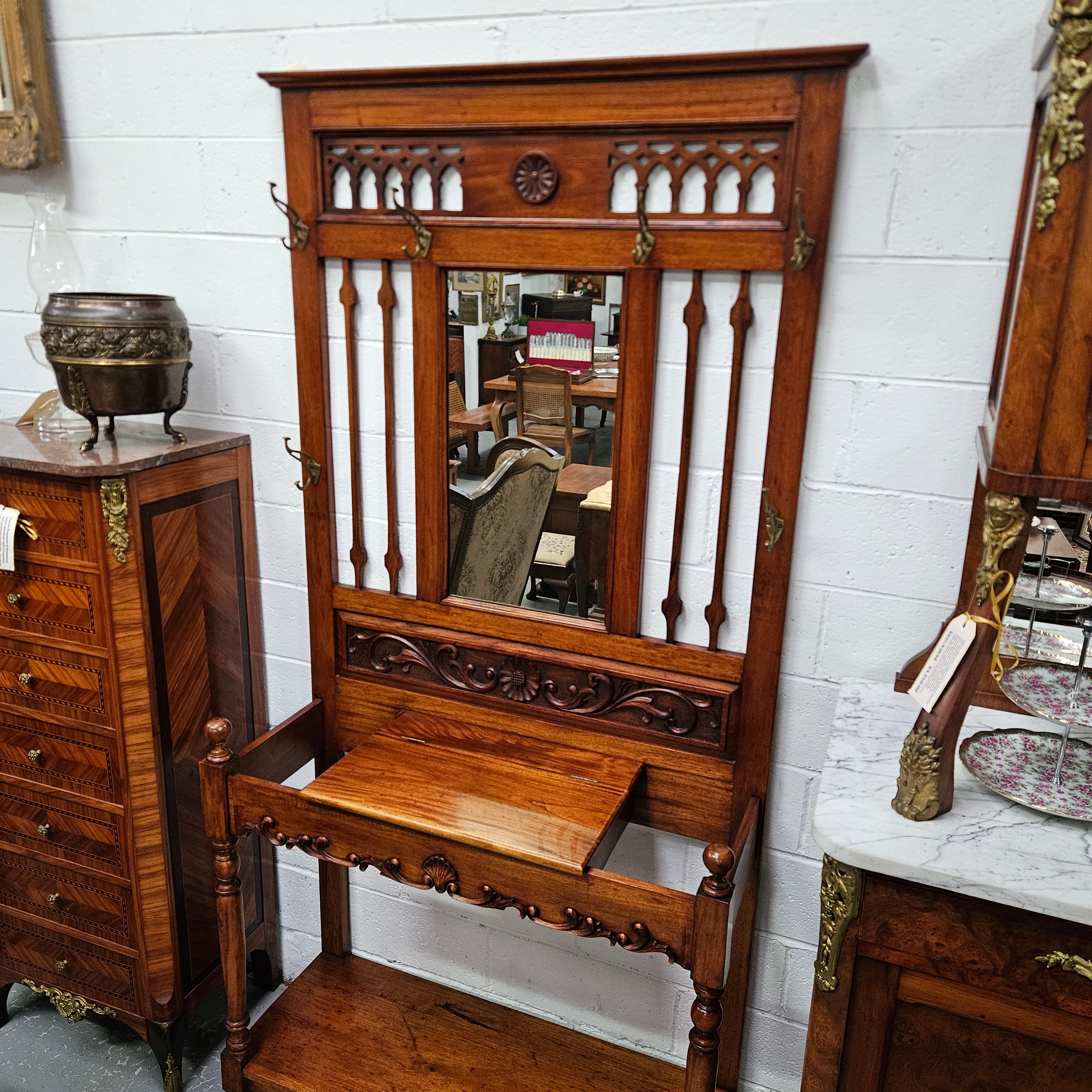 Stunning Edwardian Mahogany Hall Stand | Antique & Vintage | Moonee Ponds Antiques | Australia Wide Delivery