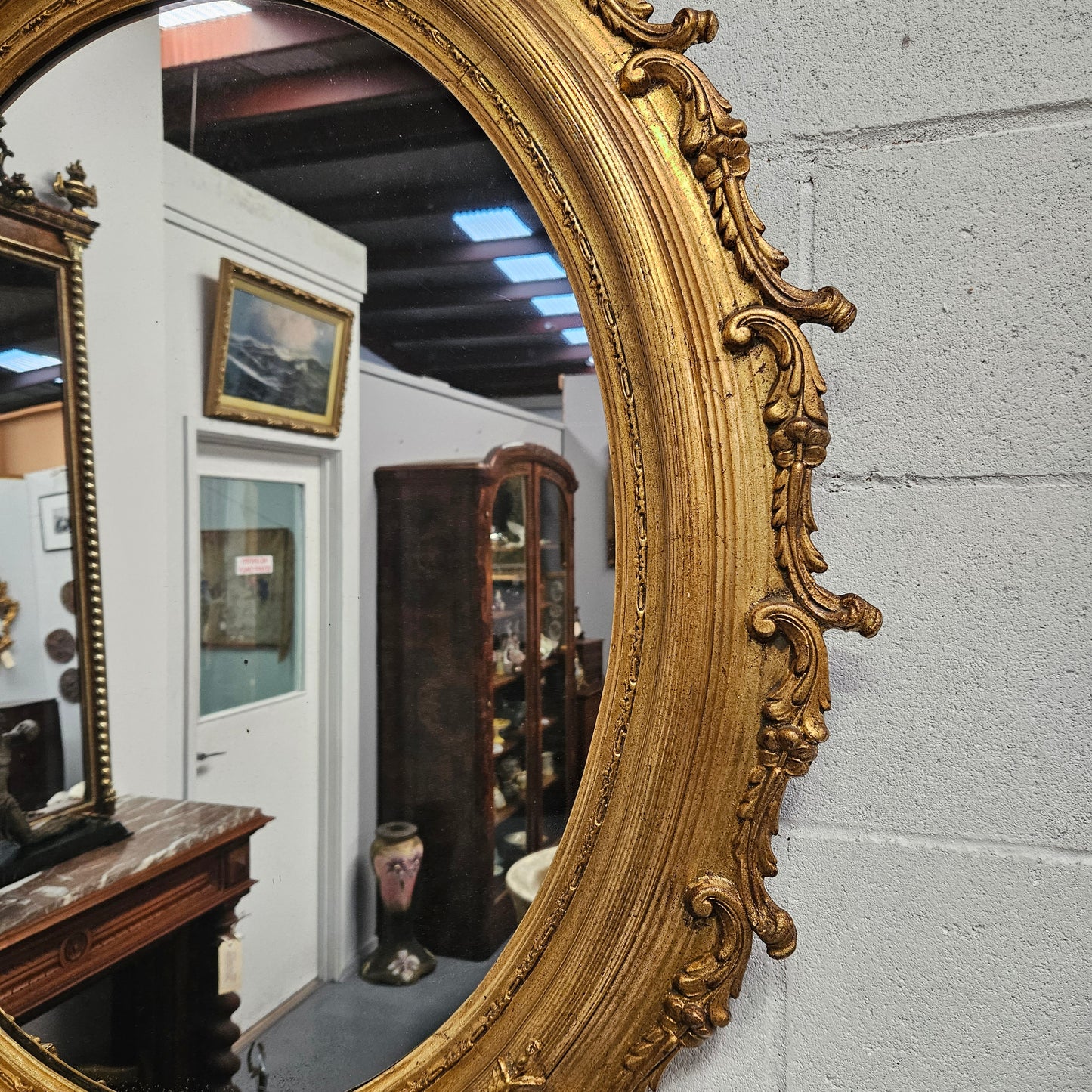 Amazing French 19th Century Oval Gilt Wall Mirror