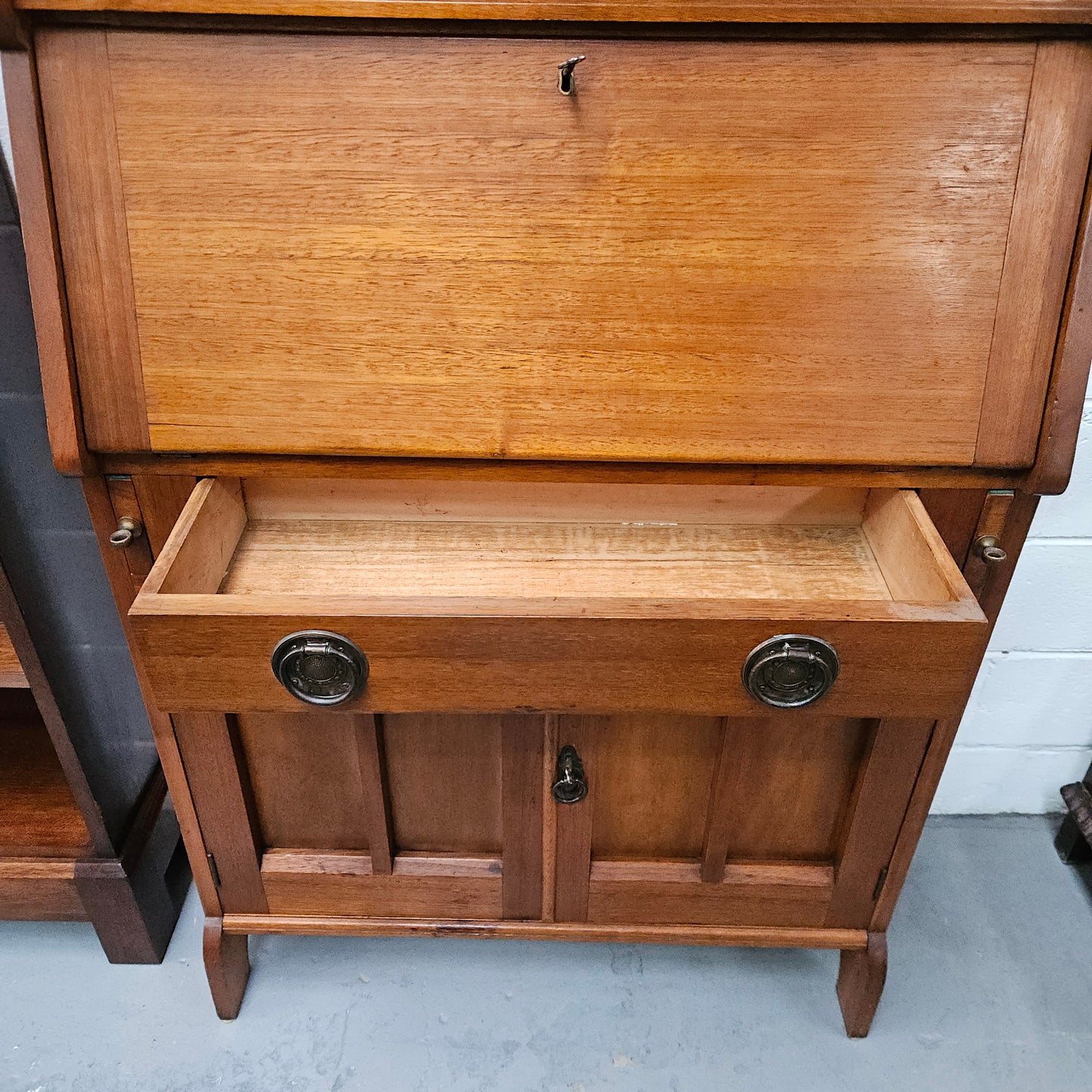 Australian Blackwood Arts & Crafts Secretaire Desk