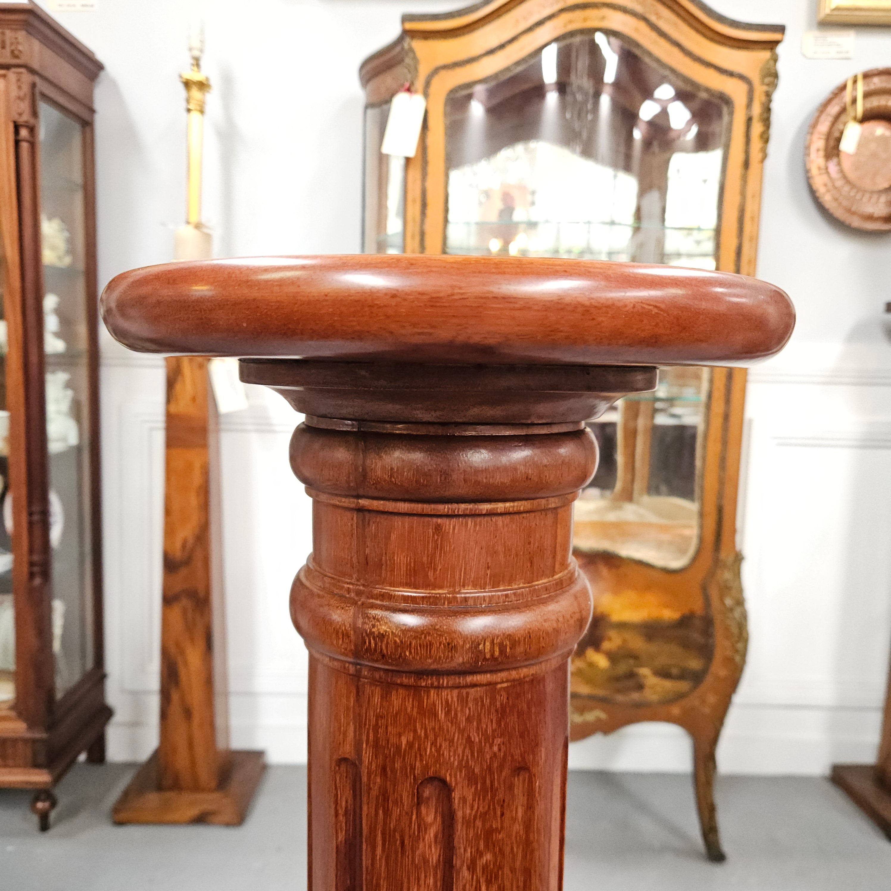 Fluted Mahogany Solid Pedestal | Antique & Vintage | Moonee Ponds Antiques | Australia Wide Delivery