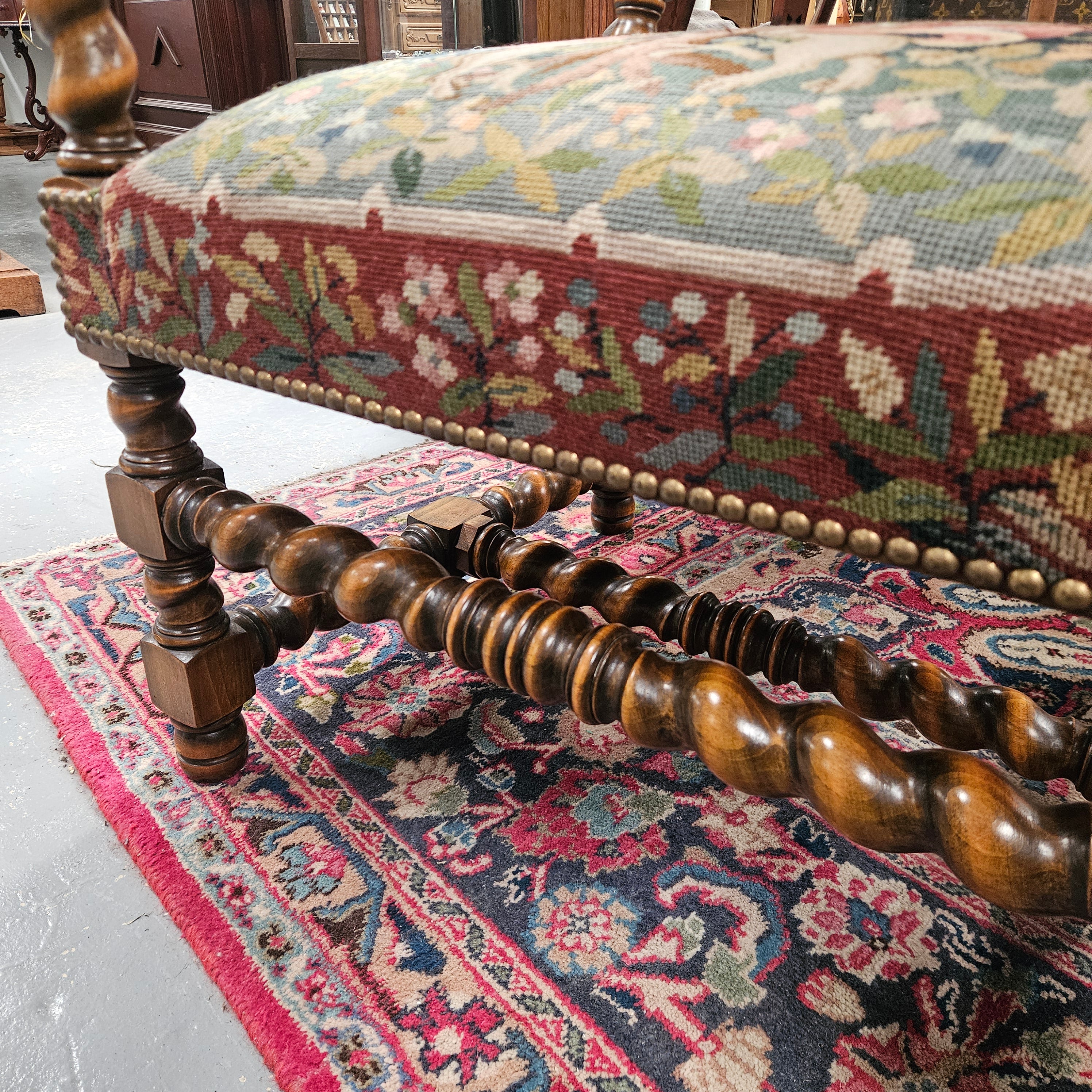 19th Century French Carved Walnut & Tapestry Fireside/Throne Chair | Antique & Vintage | Moonee Ponds Antiques | Australia Wide Delivery