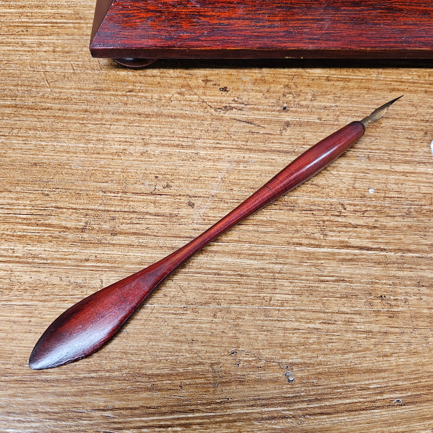 Antique Mahogany Ink Stand With Pen