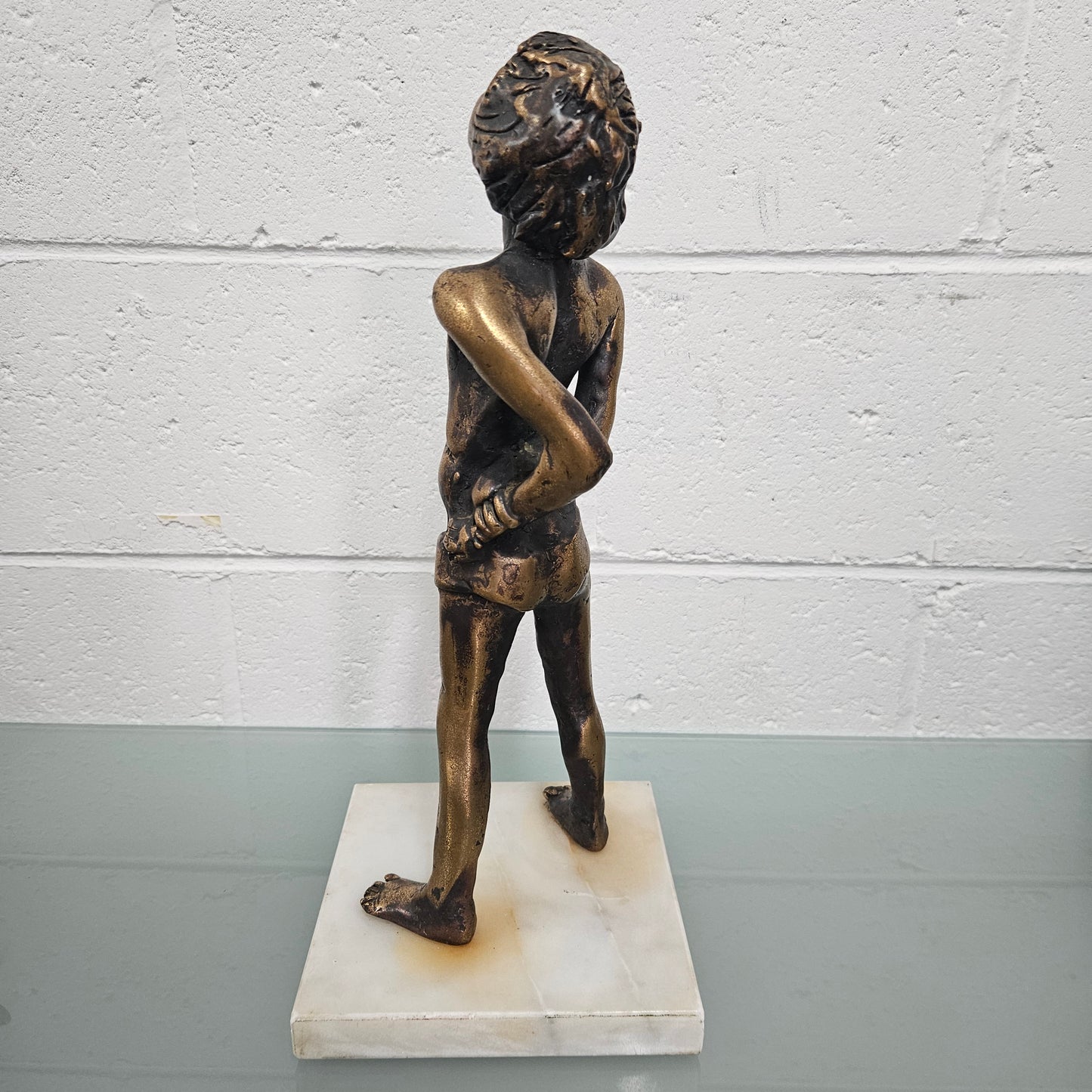 Mid Century Modern Bronze Of Young Boy