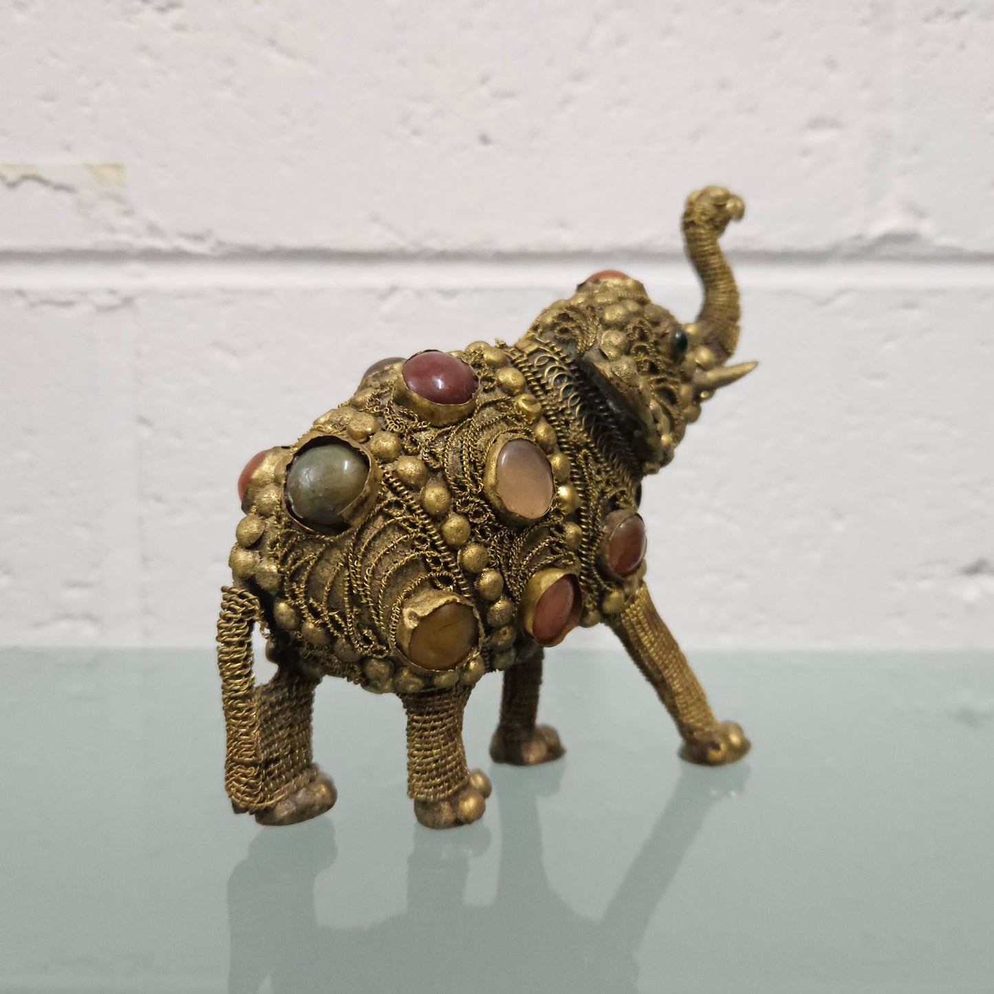 Bronze, Agate, Brass Ceremonial Elephant