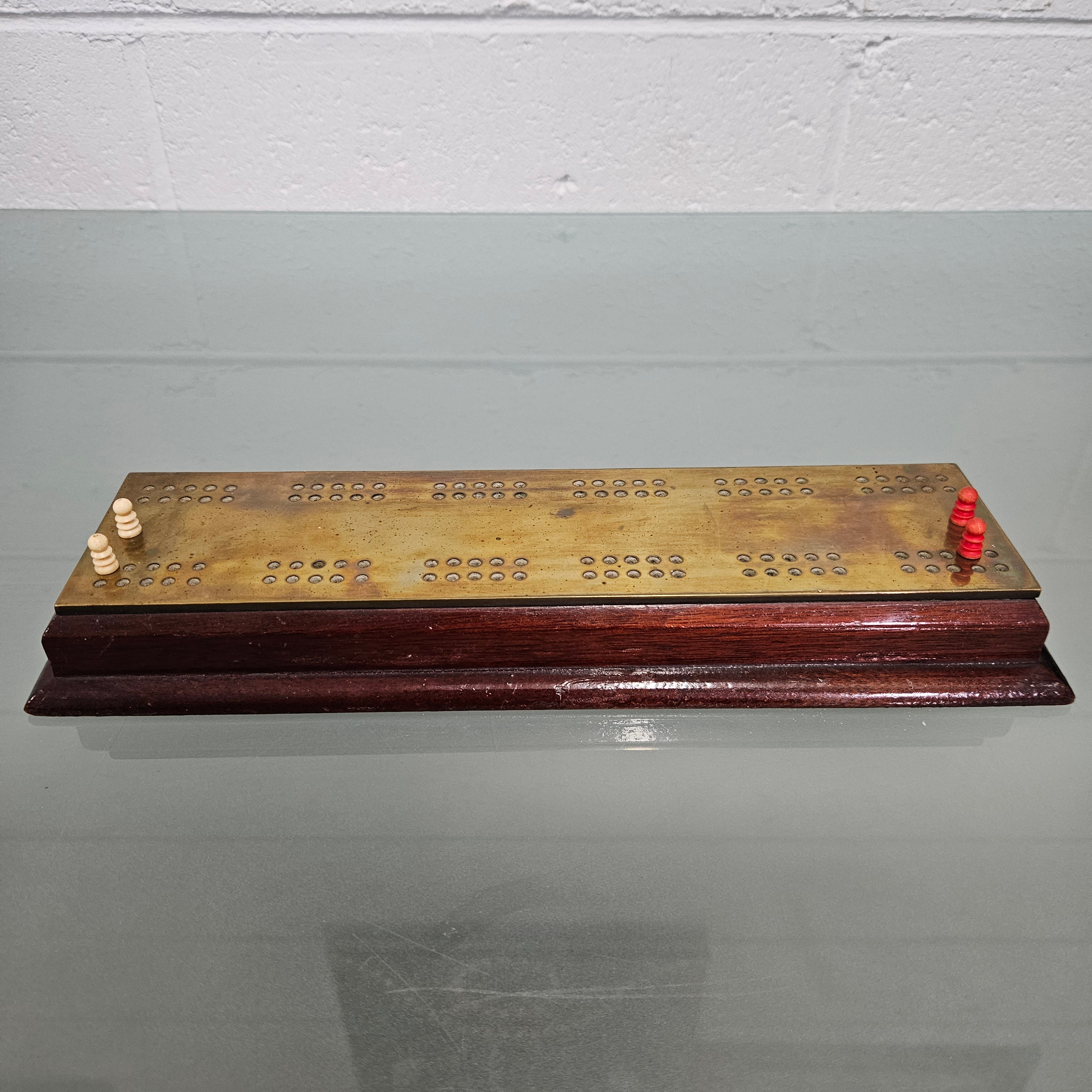 Vintage Brass & Timber Cribbage Board – Moonee Ponds Antiques
