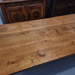 Vintage Reclaimed French Oak Three Plank Farmhouse Table