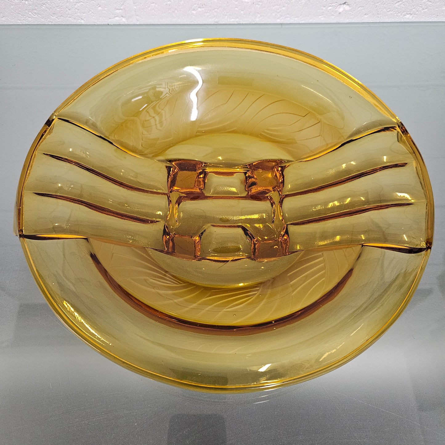 Art Deco Amber Glass Float Bowl