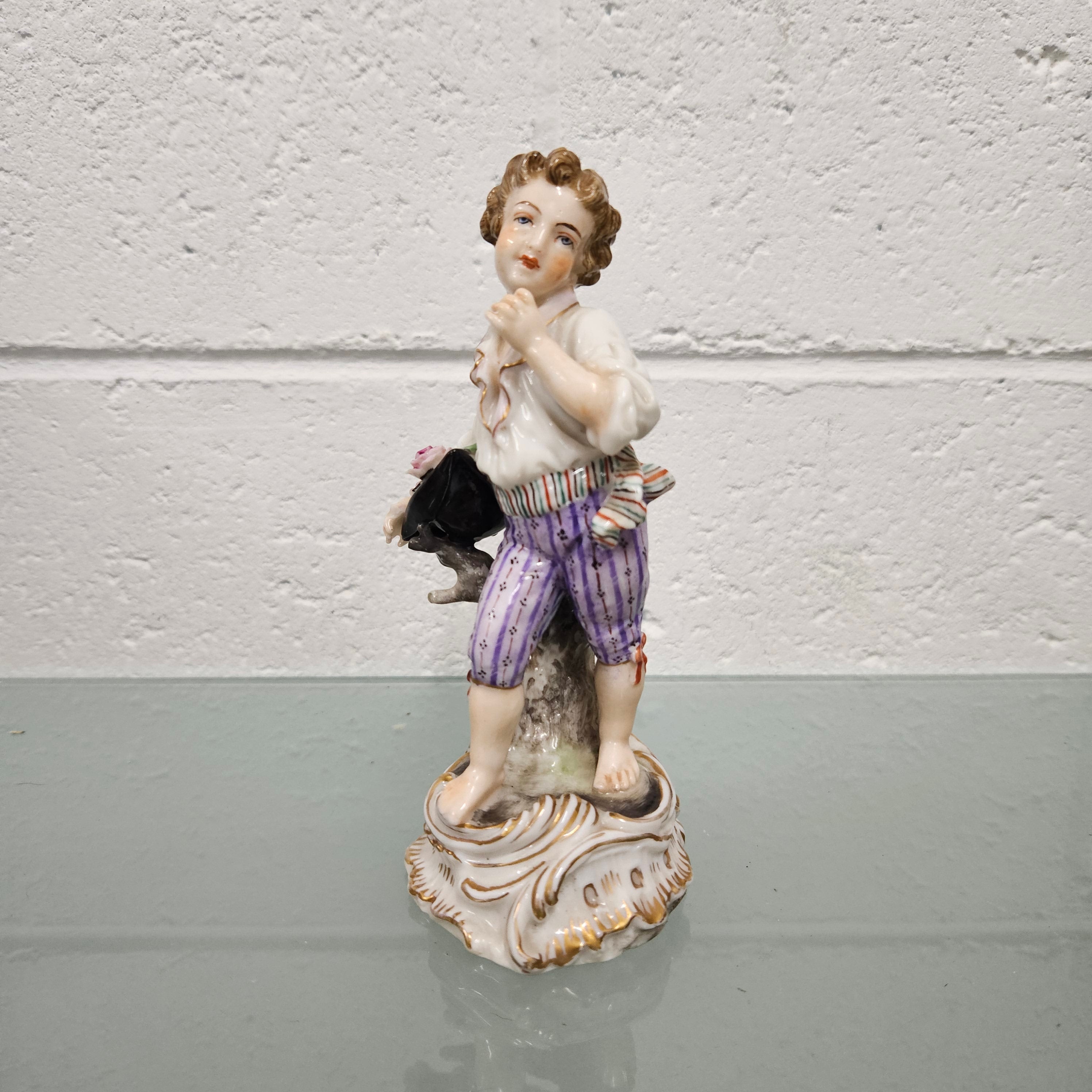 Frankenthal Hard Paste Boy Figurine | Antique & Vintage | Moonee Ponds Antiques | Australia Wide Delivery