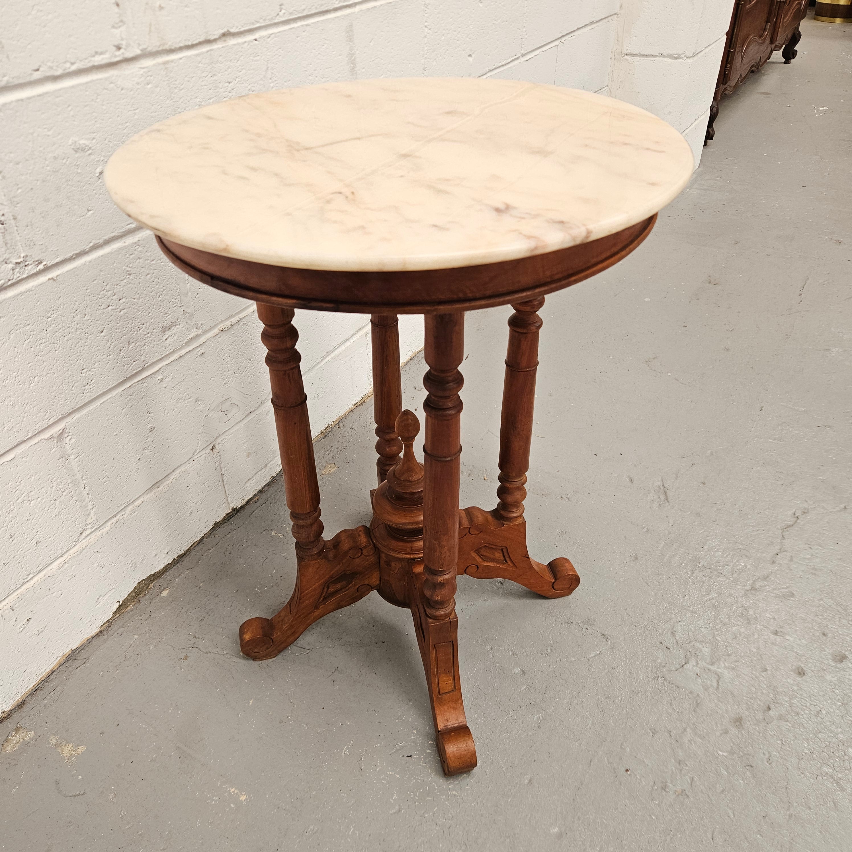 Vintage Mahogany Marble Top Round Table | Antique & Vintage | Moonee Ponds Antiques | Australia Wide